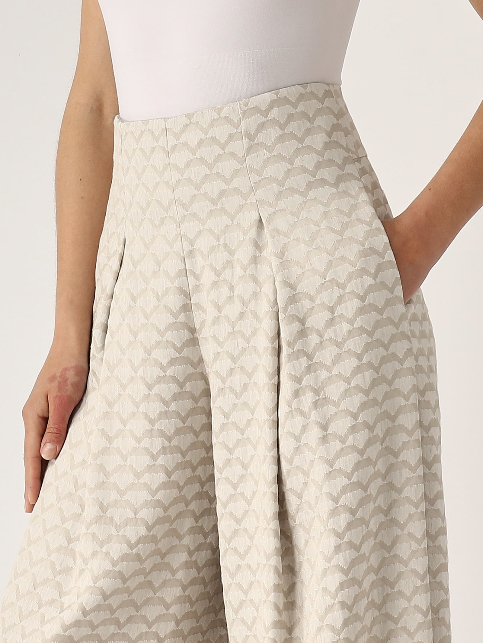 Emporio Armani Viscose Trousers In Nude