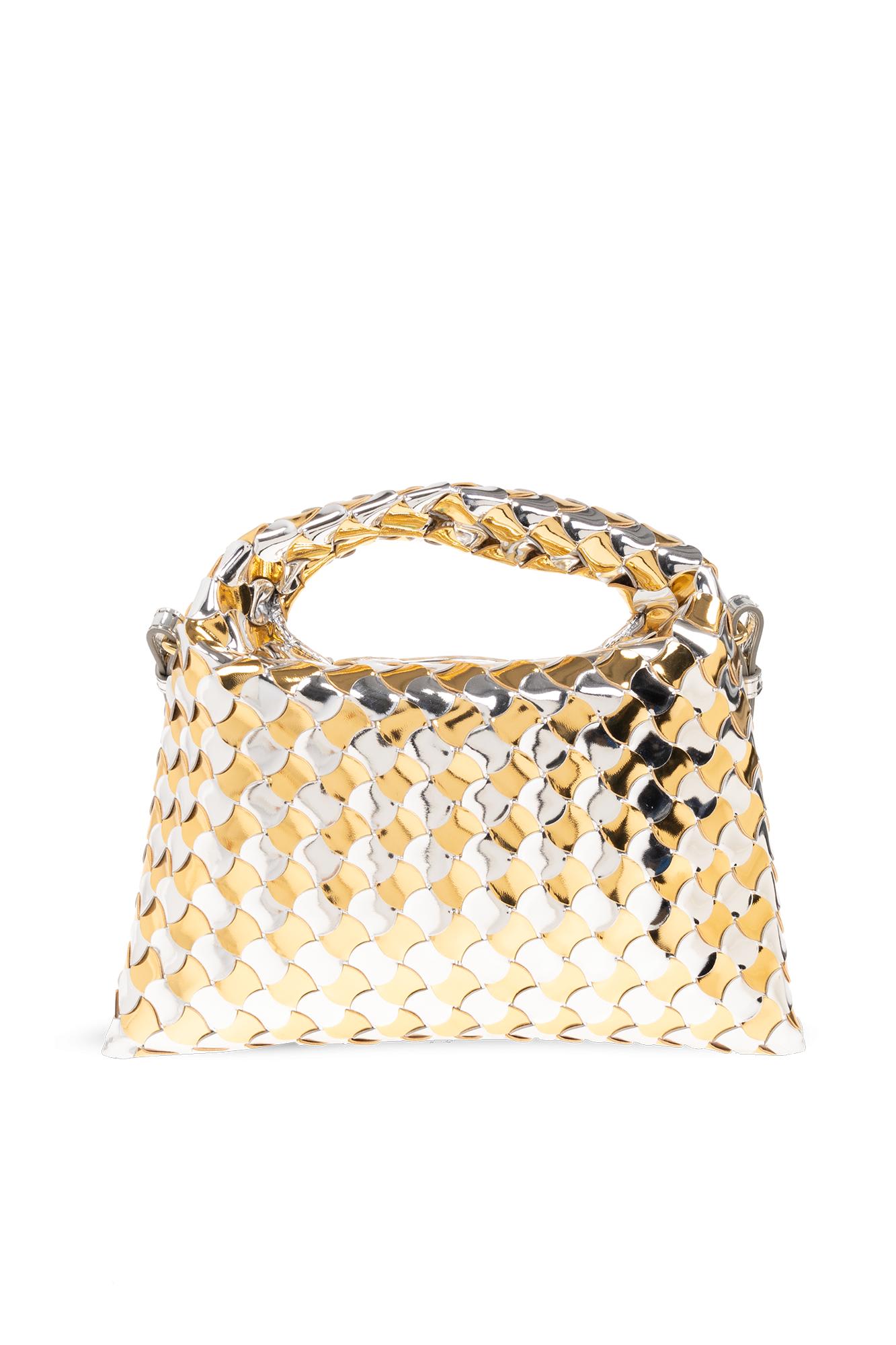 Shop Bottega Veneta Hop Mini Shoulder Bag In Silver/gold
