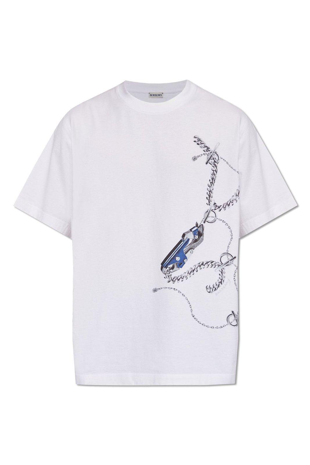 Shop Burberry Graphic-printed Crewneck T-shirt In Bianco