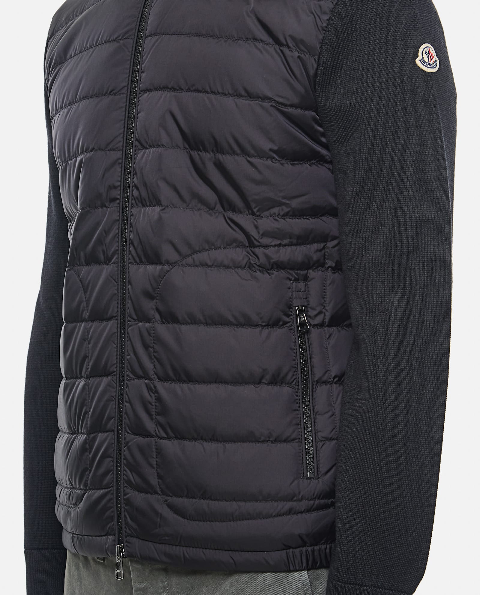 Moncler Zip Up Padded Jacket In Black
