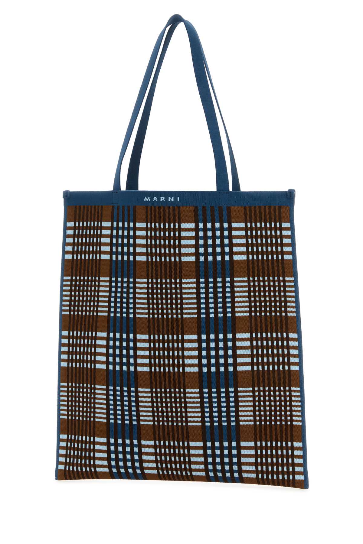 Shop Marni Embroidered Fabric Shopping Bag In Lightbluerust