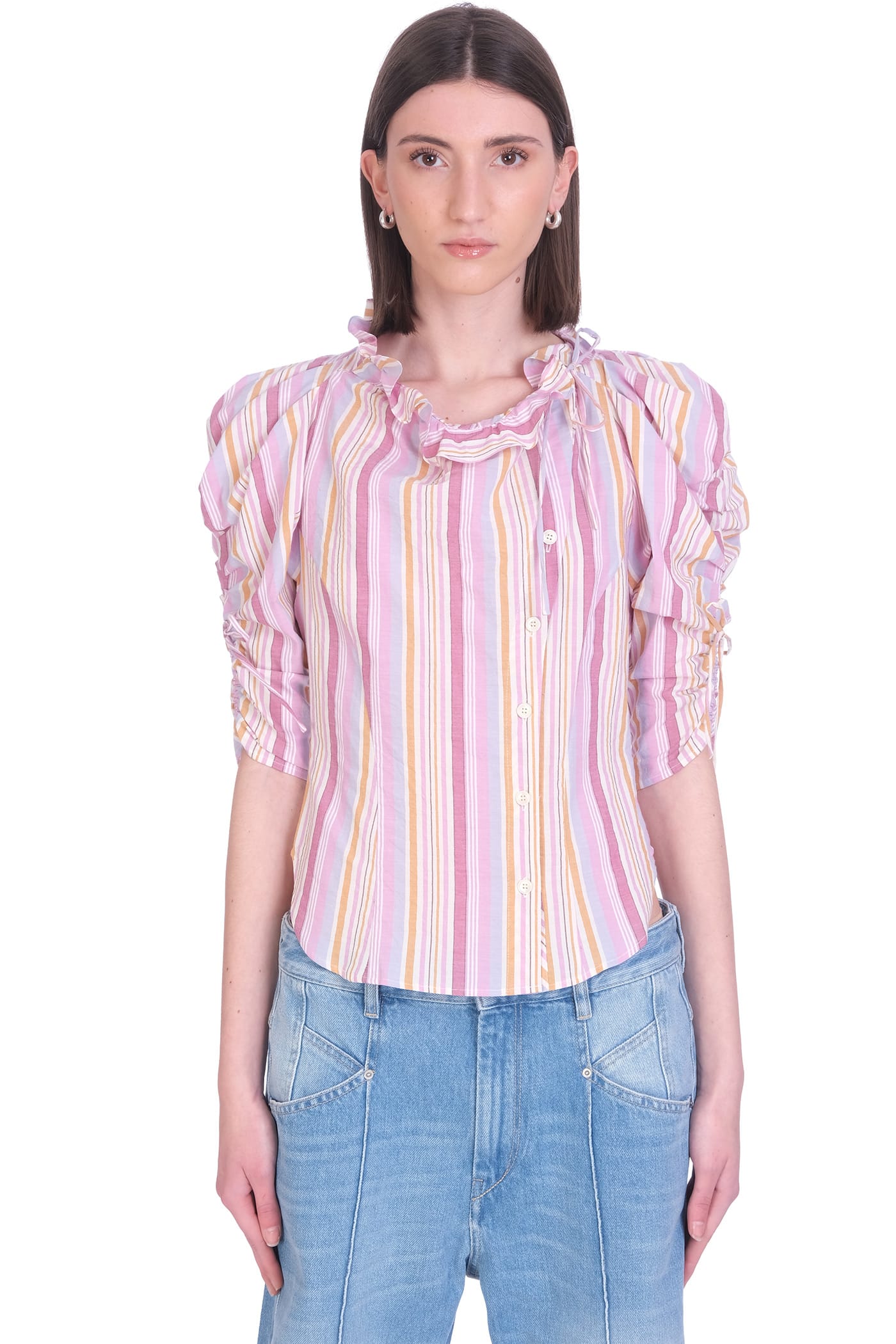 Isabel Marant Therese Topwear In Rose-pink Cotton