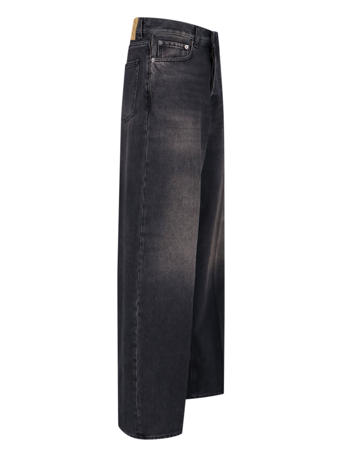 Haikure High-waisted Wide-leg Jeans With Vintage Faded Finish In Black