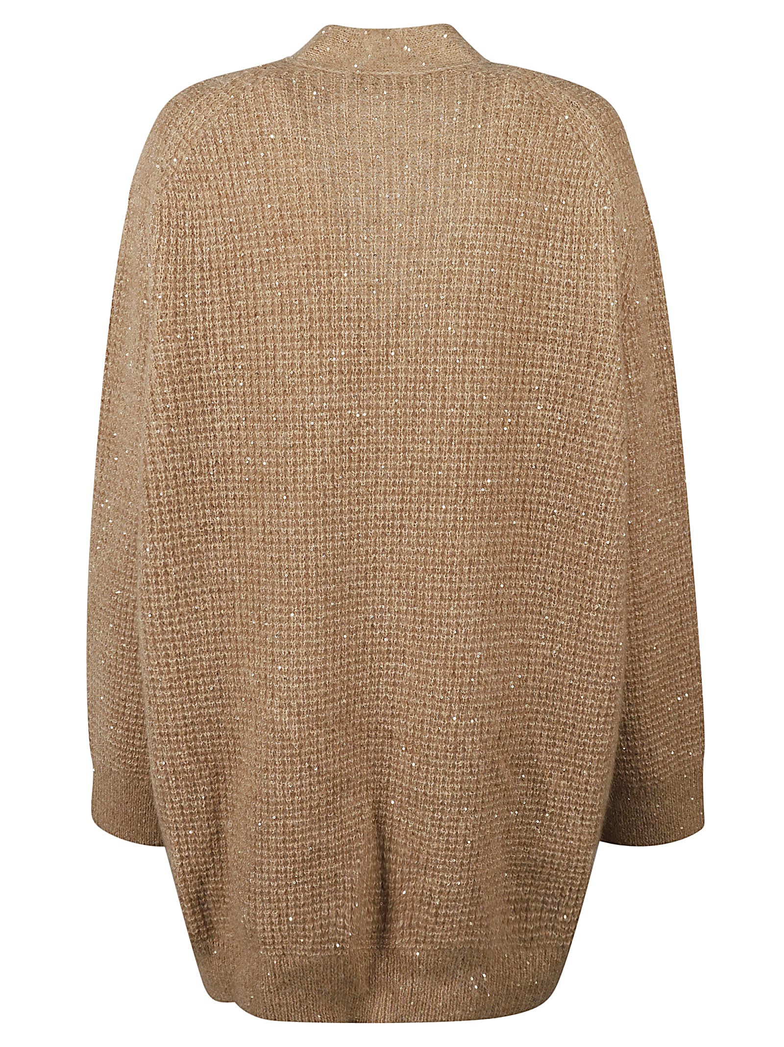 Shop Fabiana Filippi Glittery Oversized Cardigan In Camel