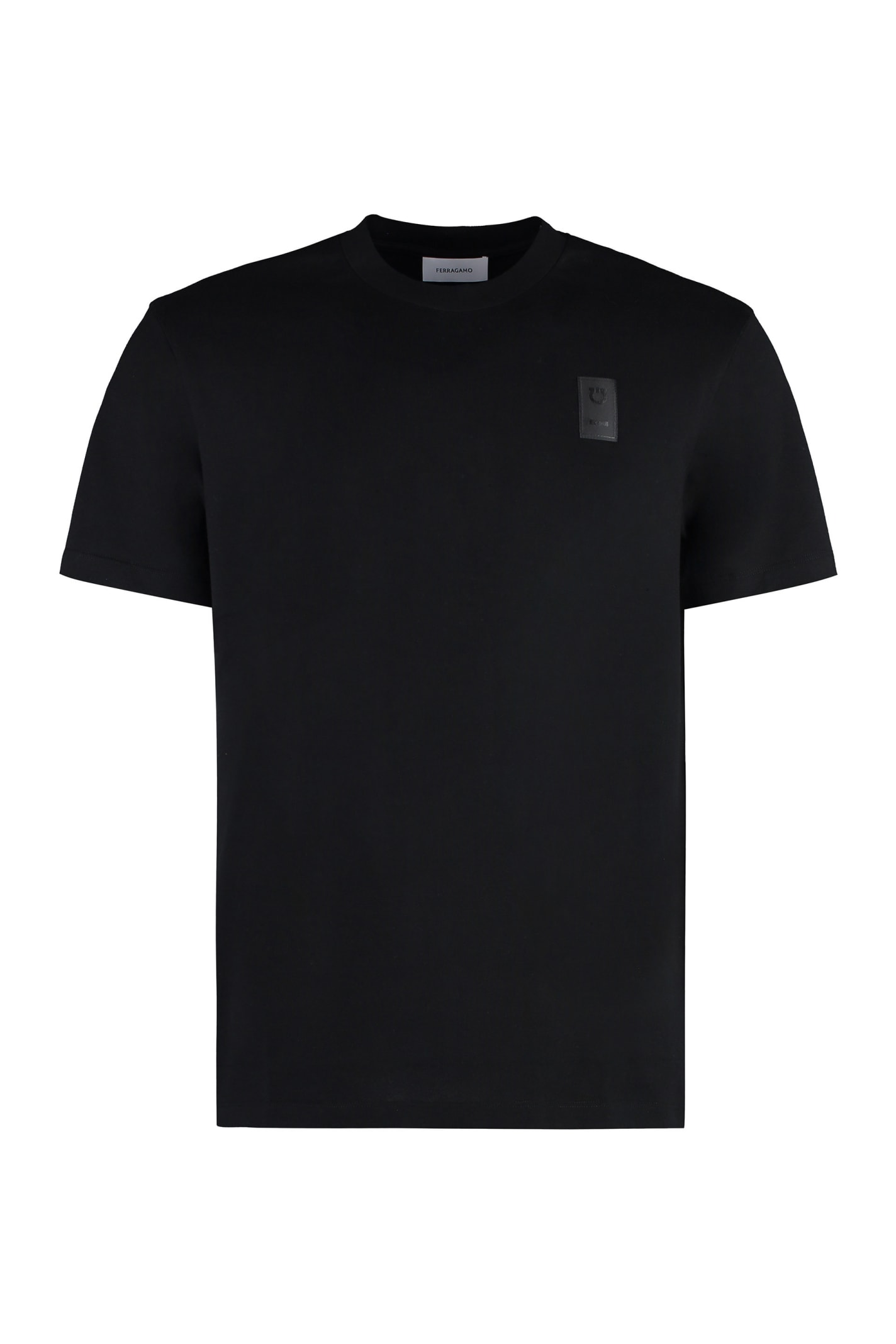 Shop Ferragamo Cotton Crew-neck T-shirt In Black