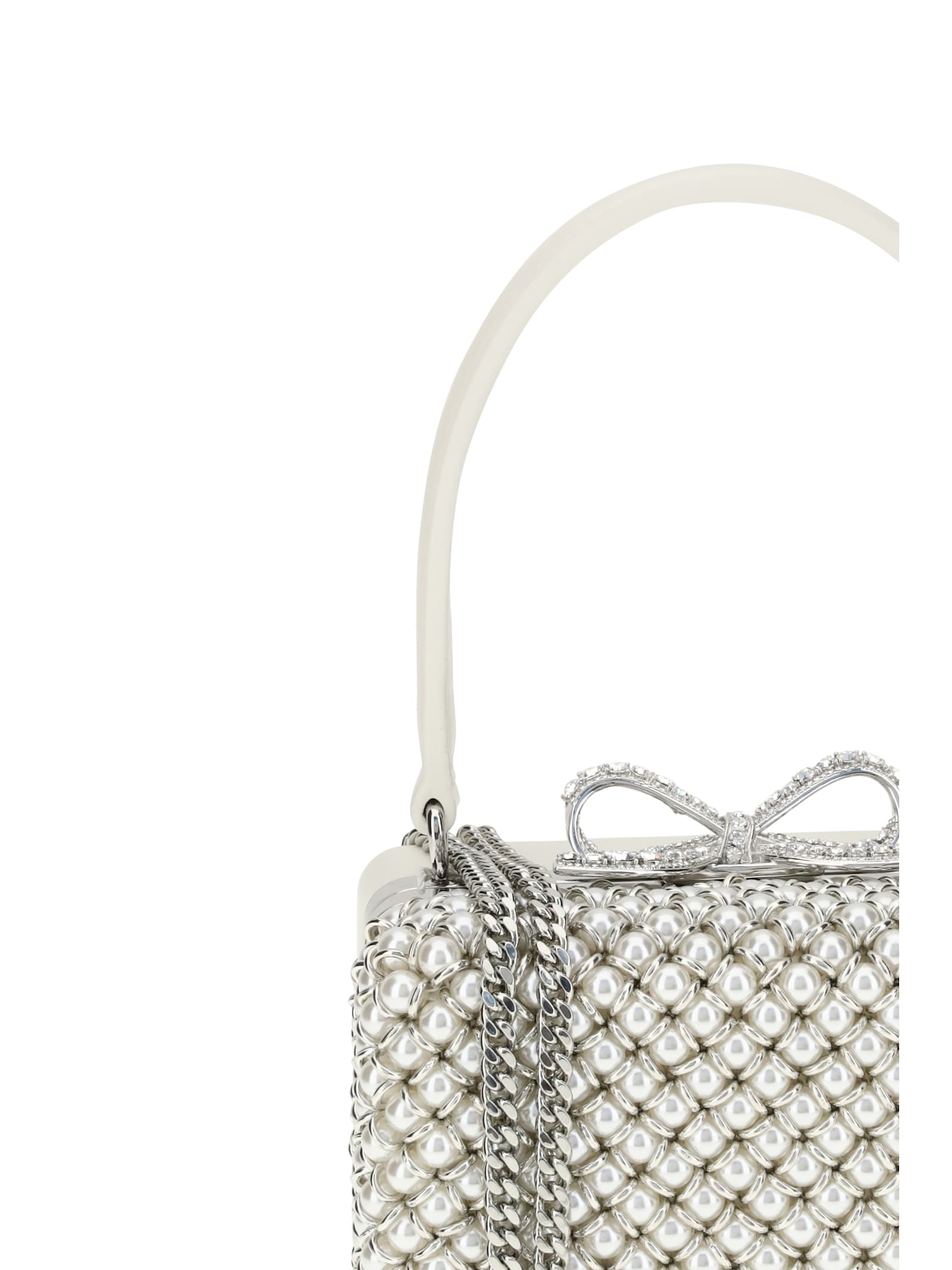 Self-portrait Cream Pearl Embellished Micro Handbag In White