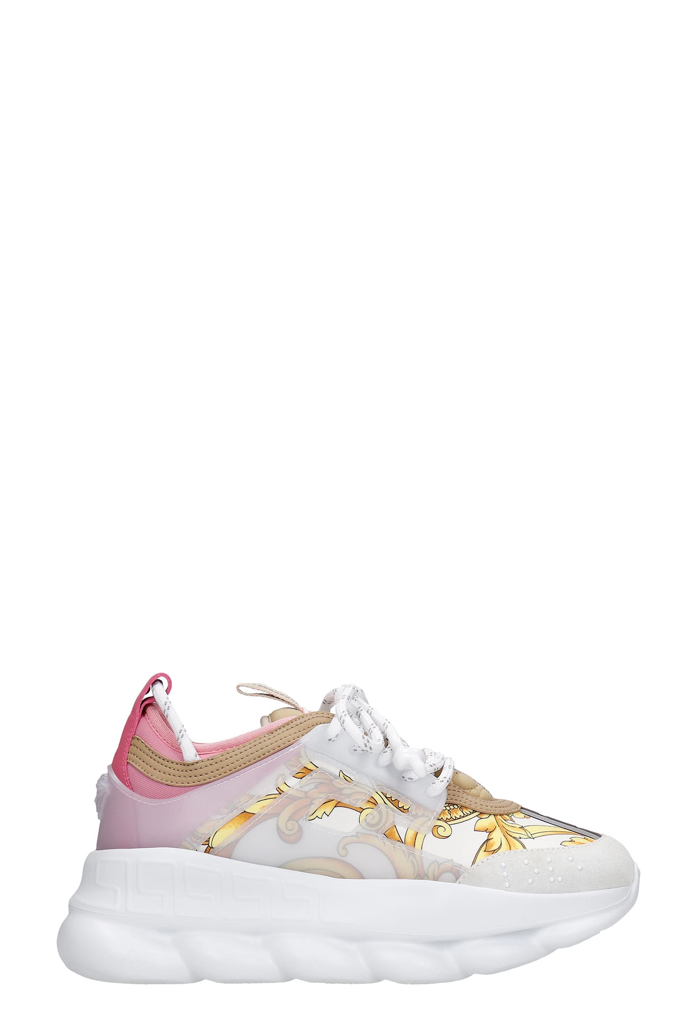 Versace Chain React Sneakers In White Synthetic Fibers