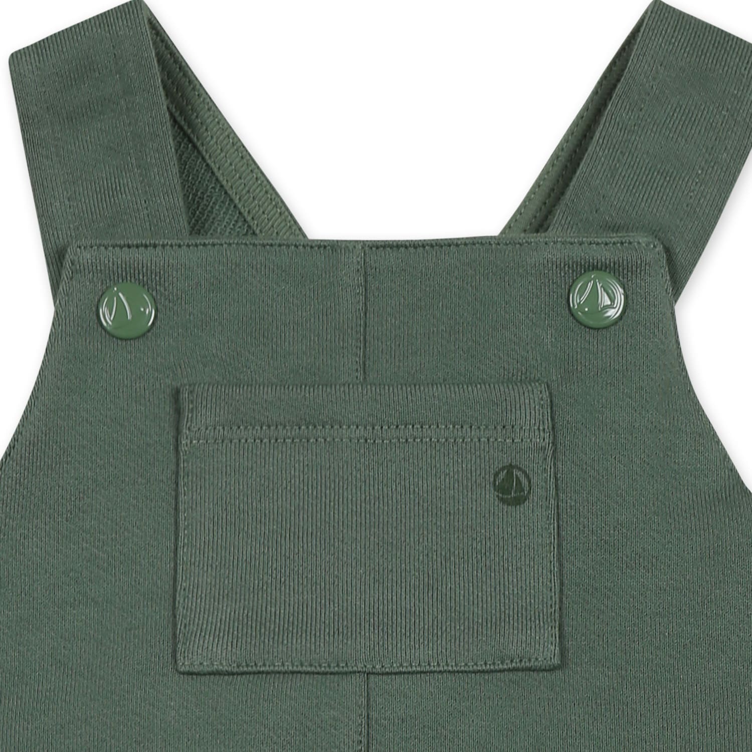 Shop Petit Bateau Green Dungarees For Baby Boy With Logo
