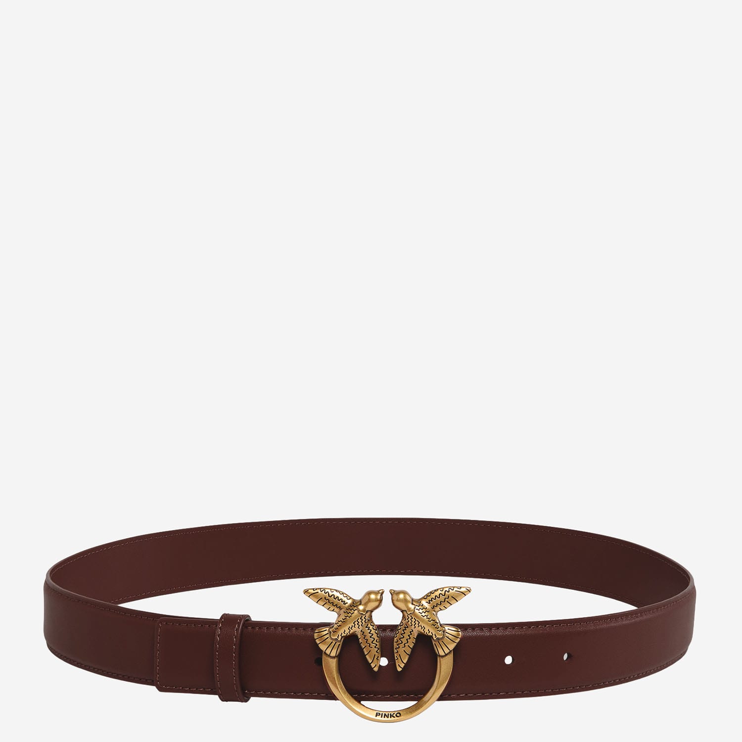 Pinko Leather Belt With Logo In Brown