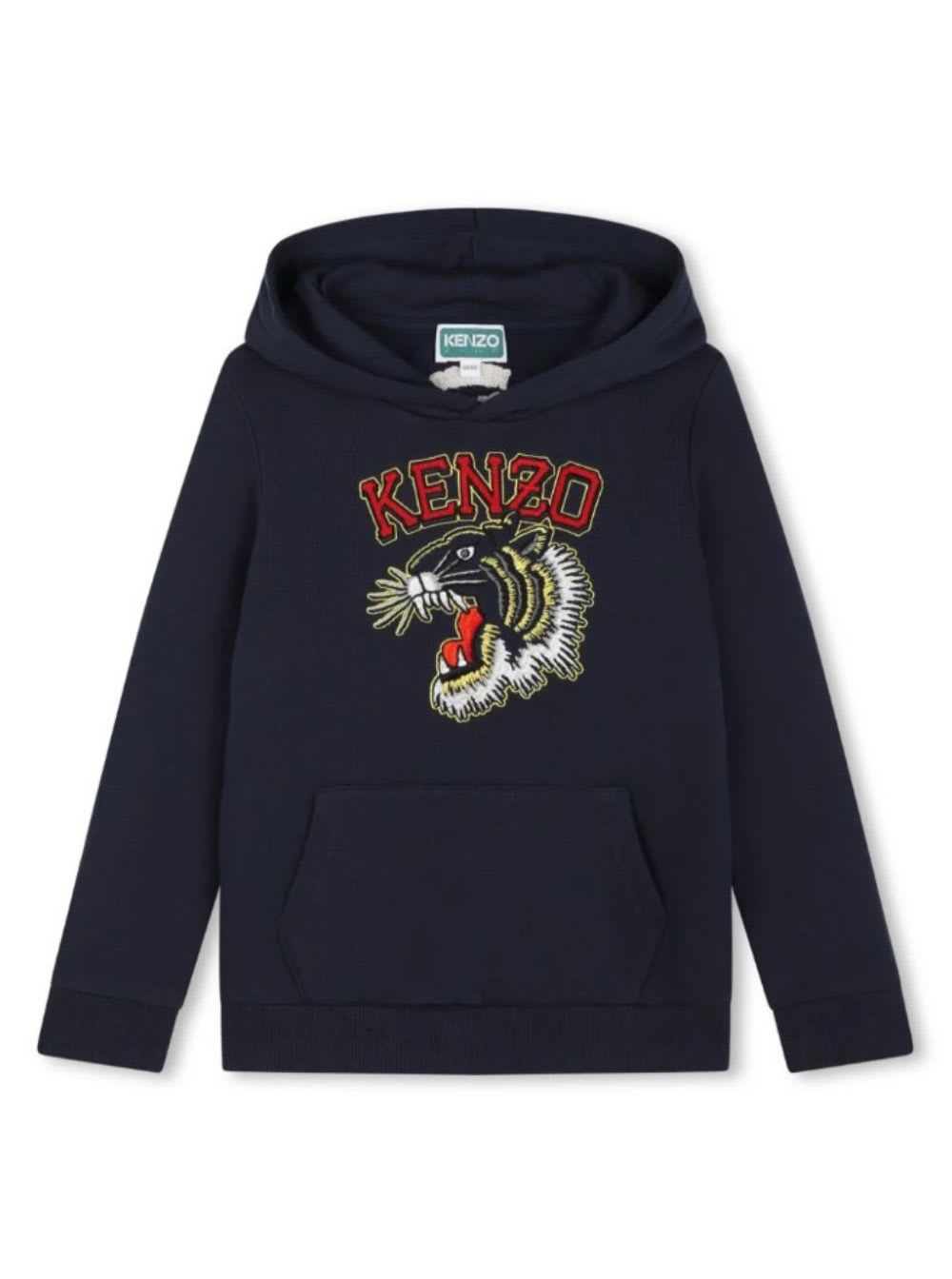 Kenzo Kids Boys Navy Blue Varsity Tiger Hoodie In Blu