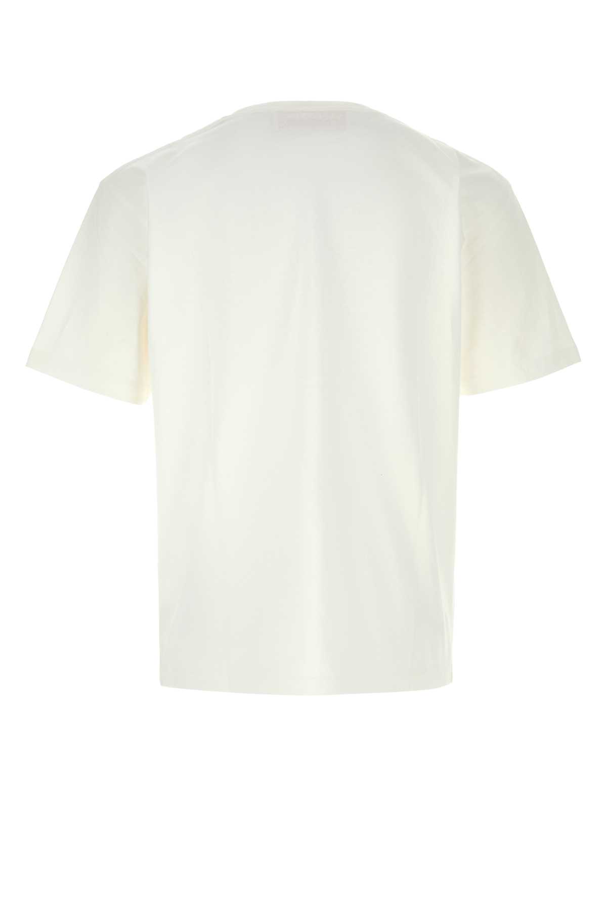 Valentino Cotton Crew Neck T-shirt With Graphic Print In Avorio