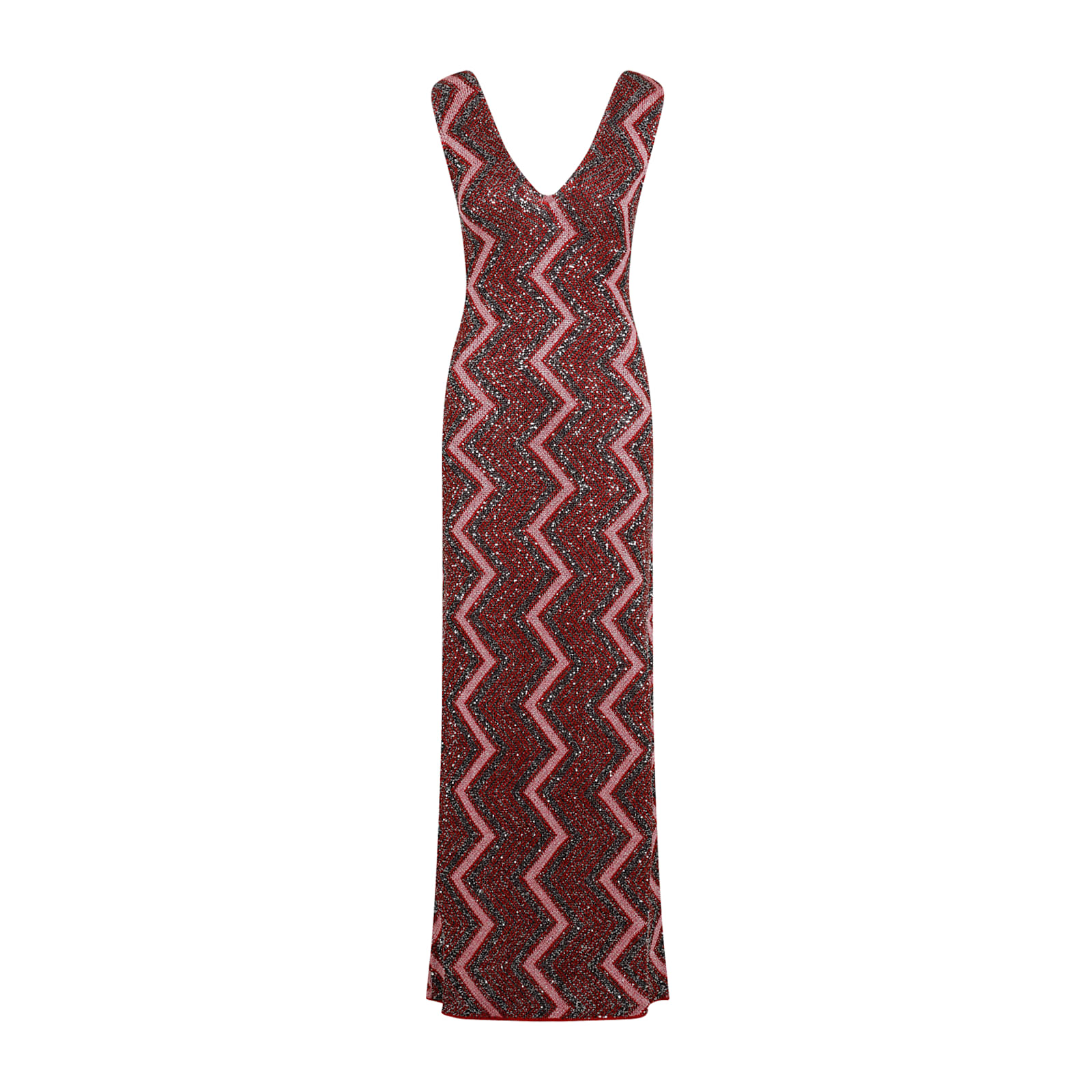 Shop Missoni Sleeveless Long Dress In Red/rose/blk