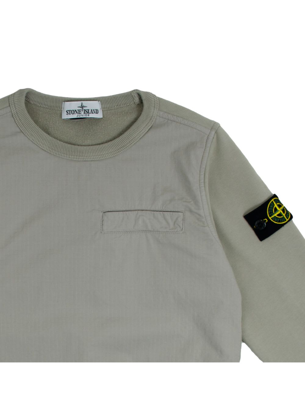 Shop Stone Island Junior Round Neck Sweatshirt In Dove Grey