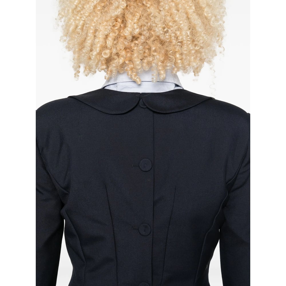 Vivetta Button-front Panelled Jacket In Gray