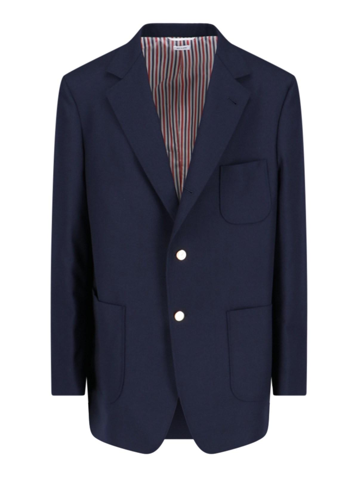 Shop Thom Browne Single-breasted Blazer In Blue