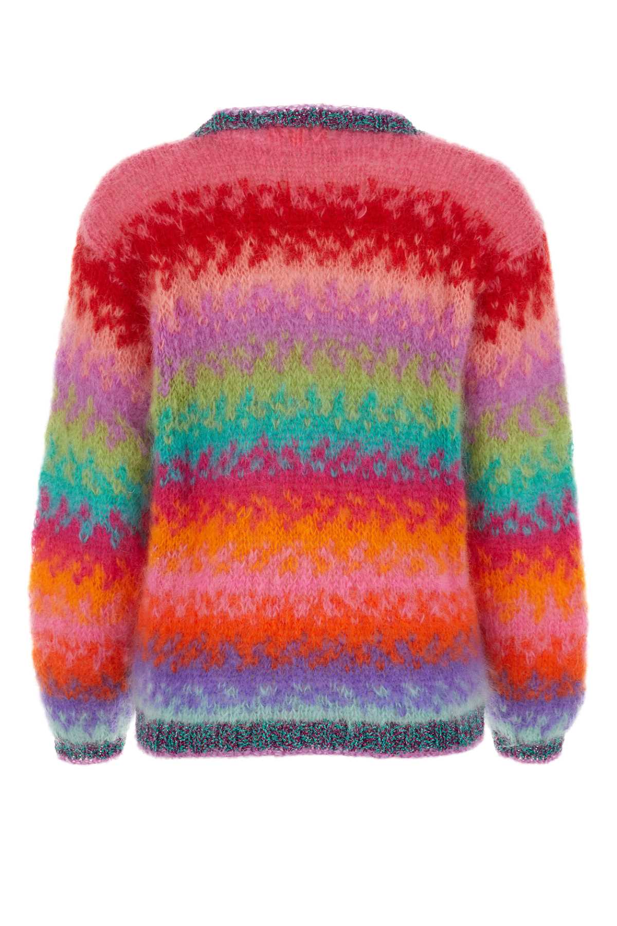 Rose Carmine Embroidered Stretch Mohair Blend Jumper In Multicolore