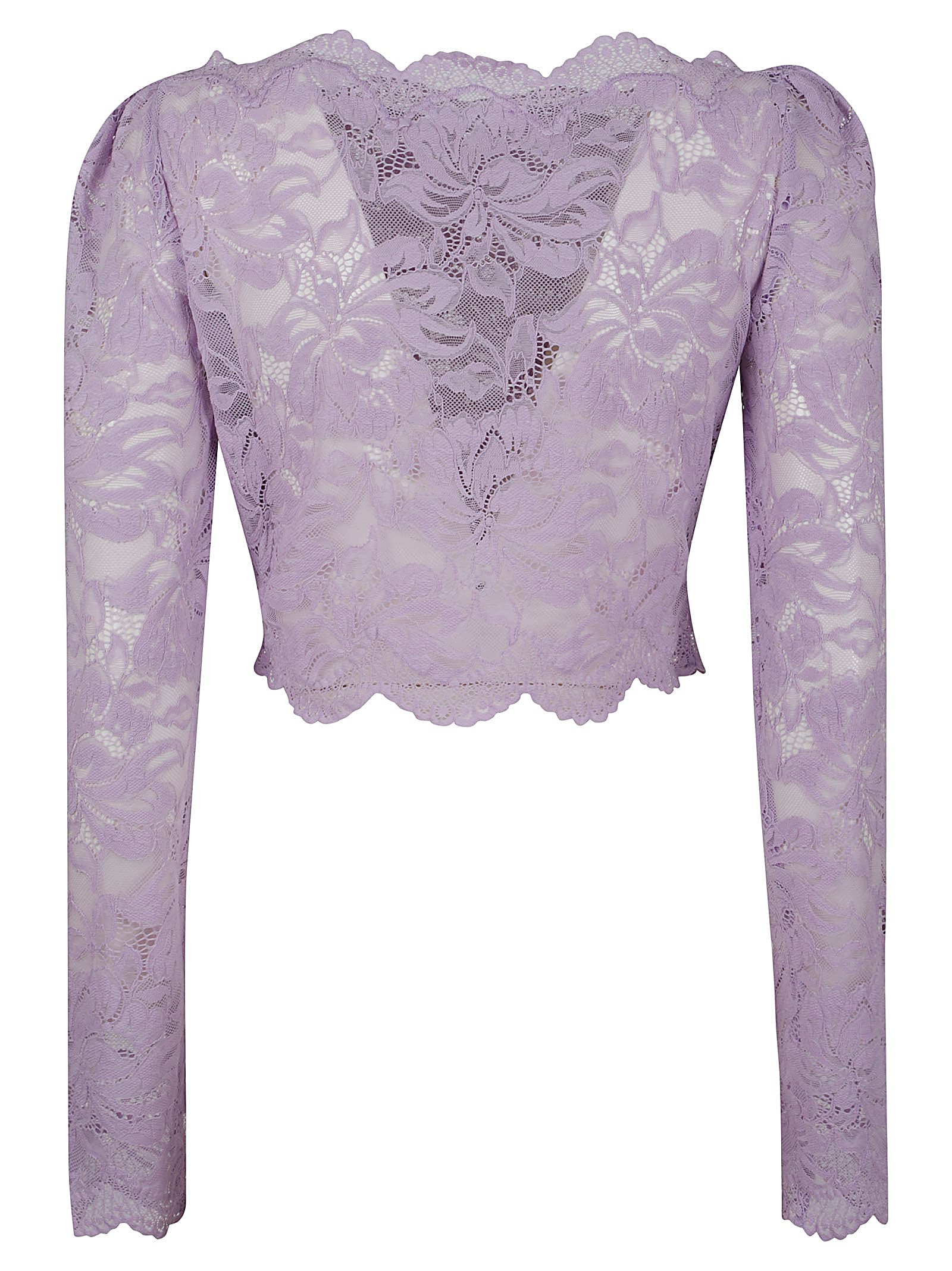 Rabanne Lavender Lace-effect Top With Boat Neckline In Lilac