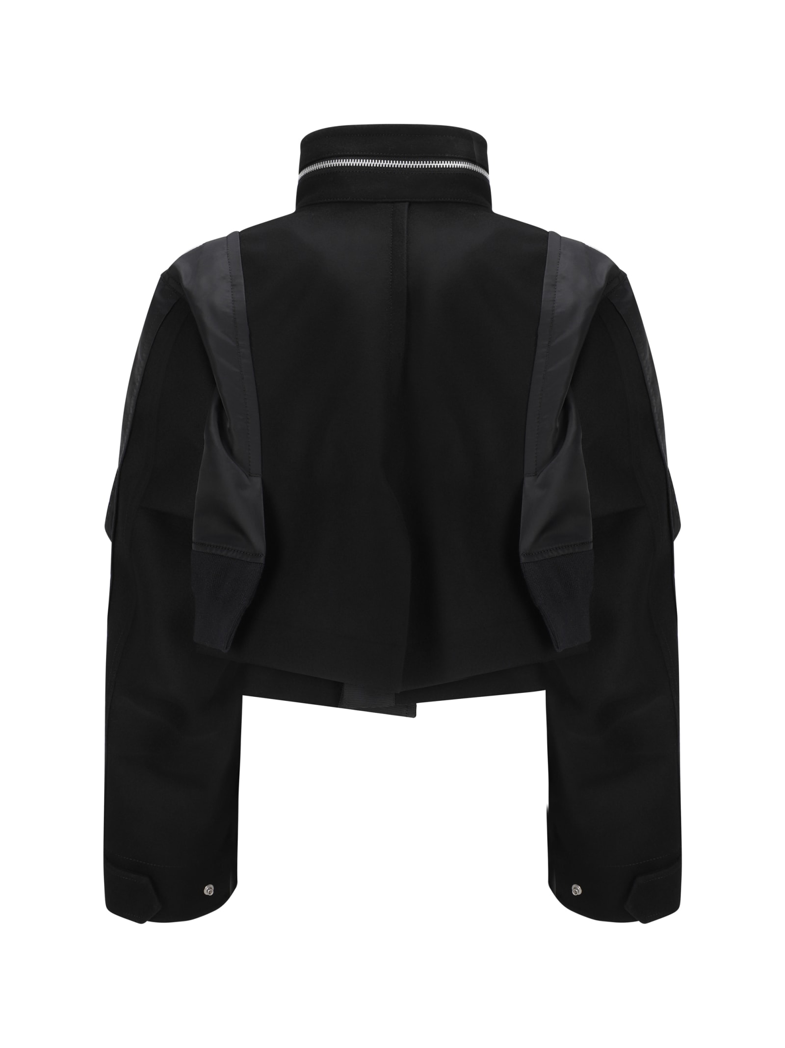 Sacai Mixed Media Jacket In Black