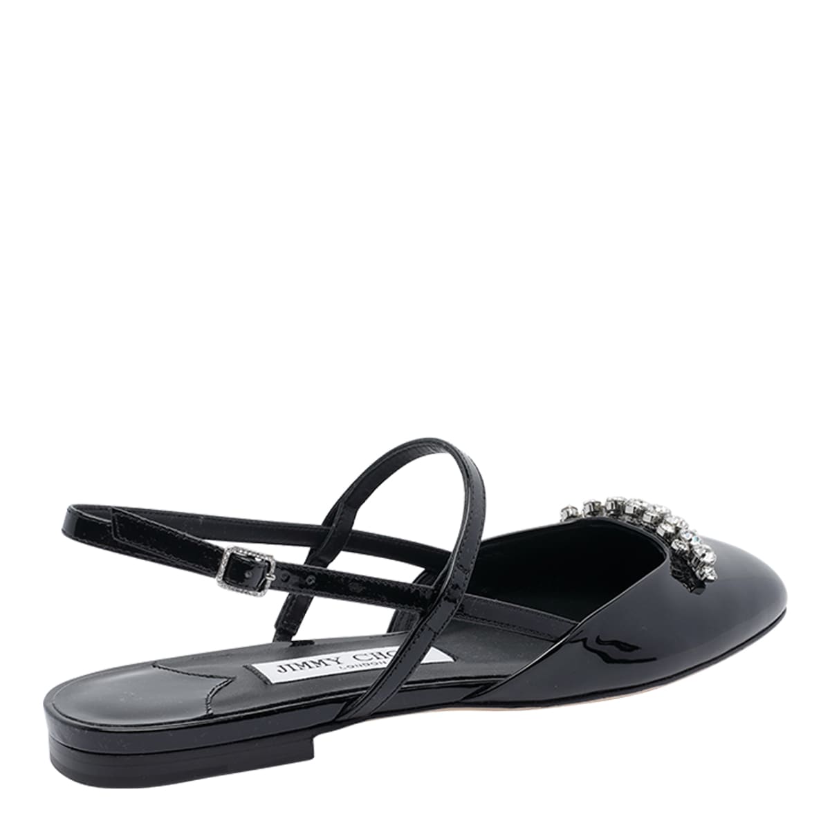 Jimmy Choo Belinda Embellished Patent Leather Flats In Black