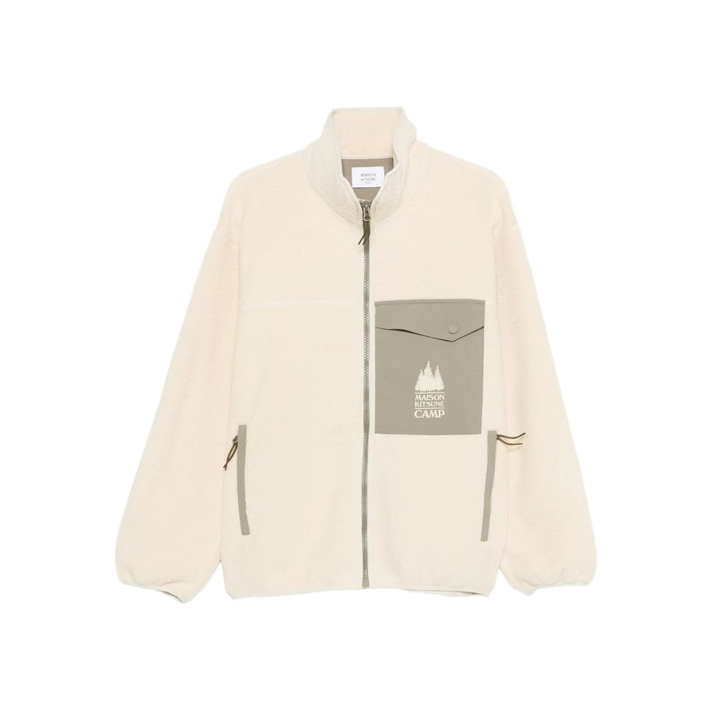 Maison Kitsuné Casual Fleece Zipped Jacket In Neutral