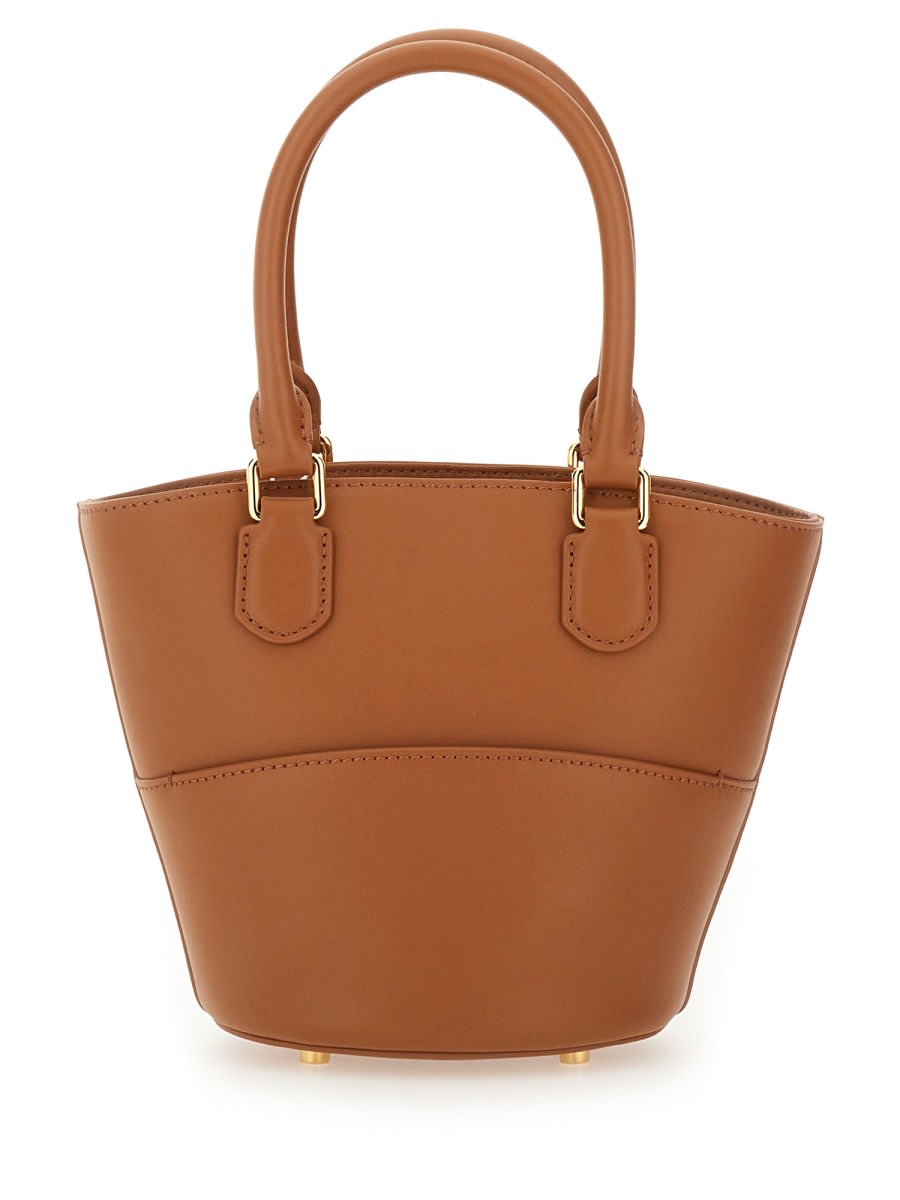 Self-portrait Leather Tote Bag With Charm In Neutral
