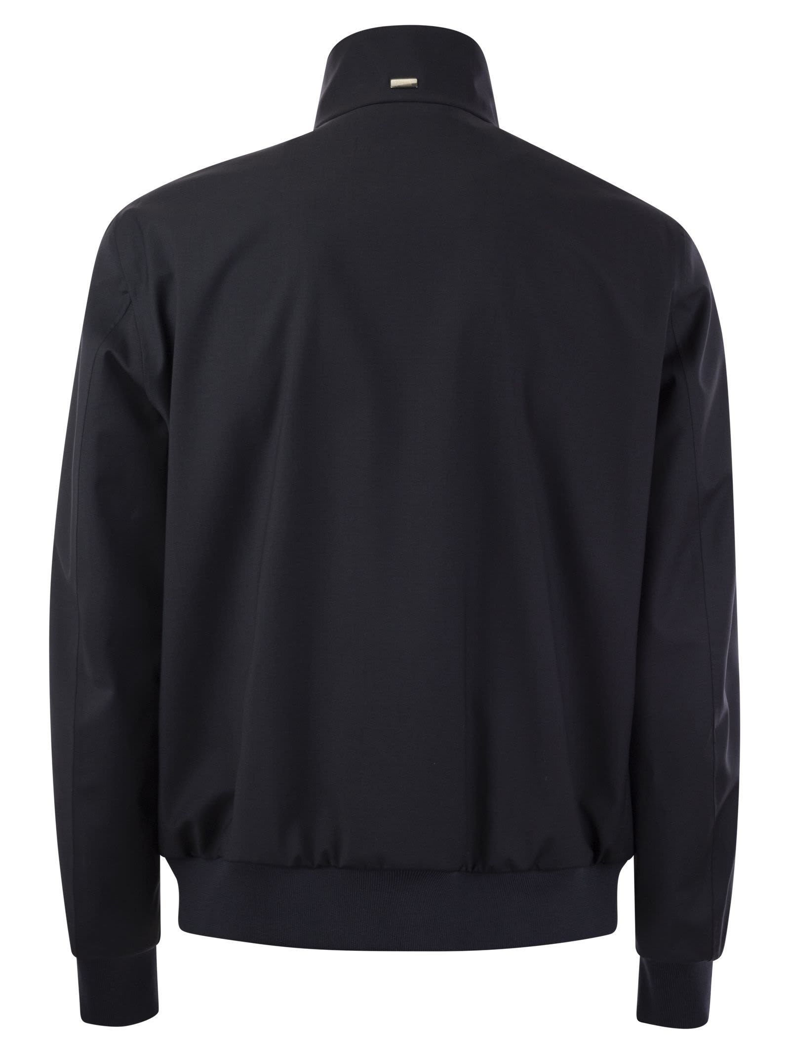 Shop Herno Storm Wool Layered Bomber Jacket In Blue