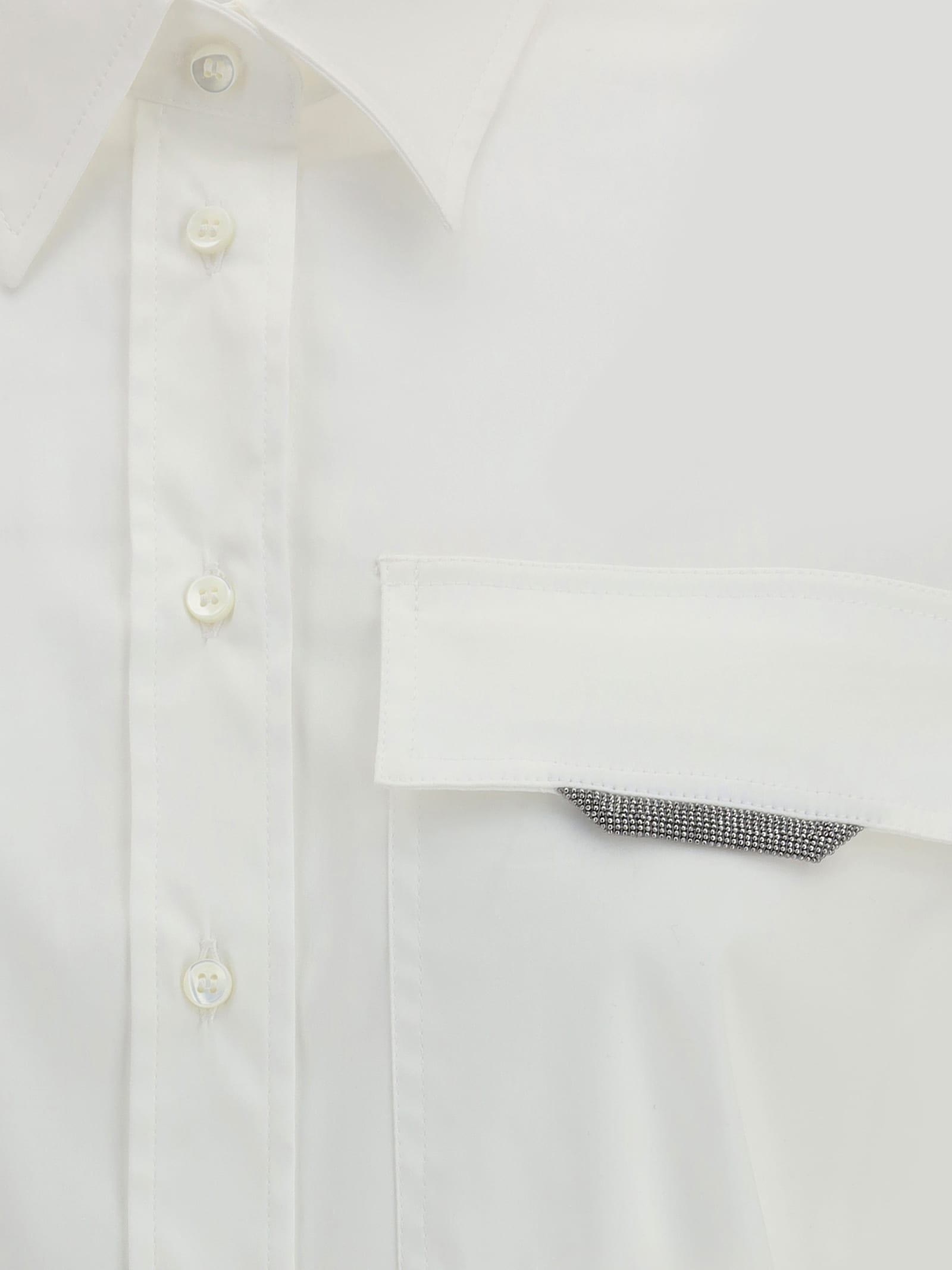 Brunello Cucinelli Cotton Poplin Shirt In Neutral