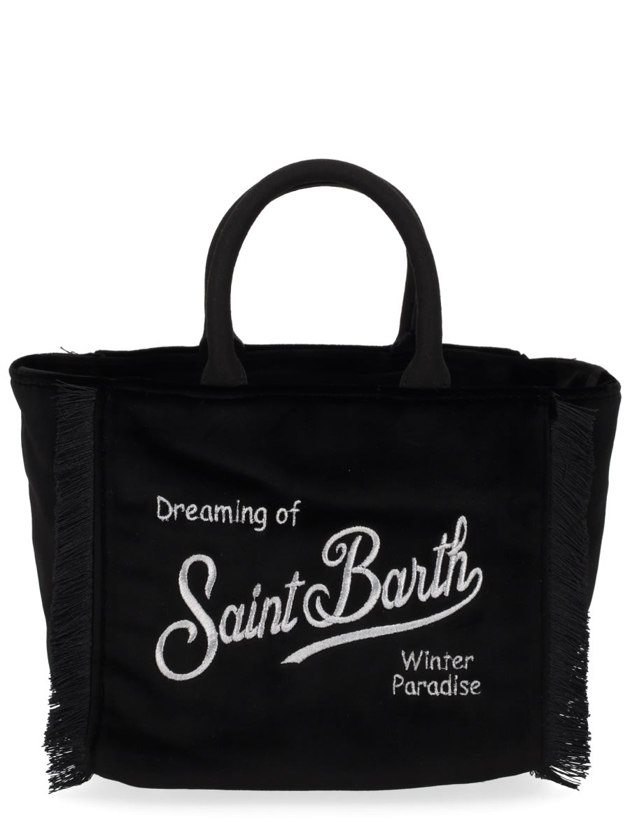Mc2 Saint Barth Mini Velvet Tote Bag In Black