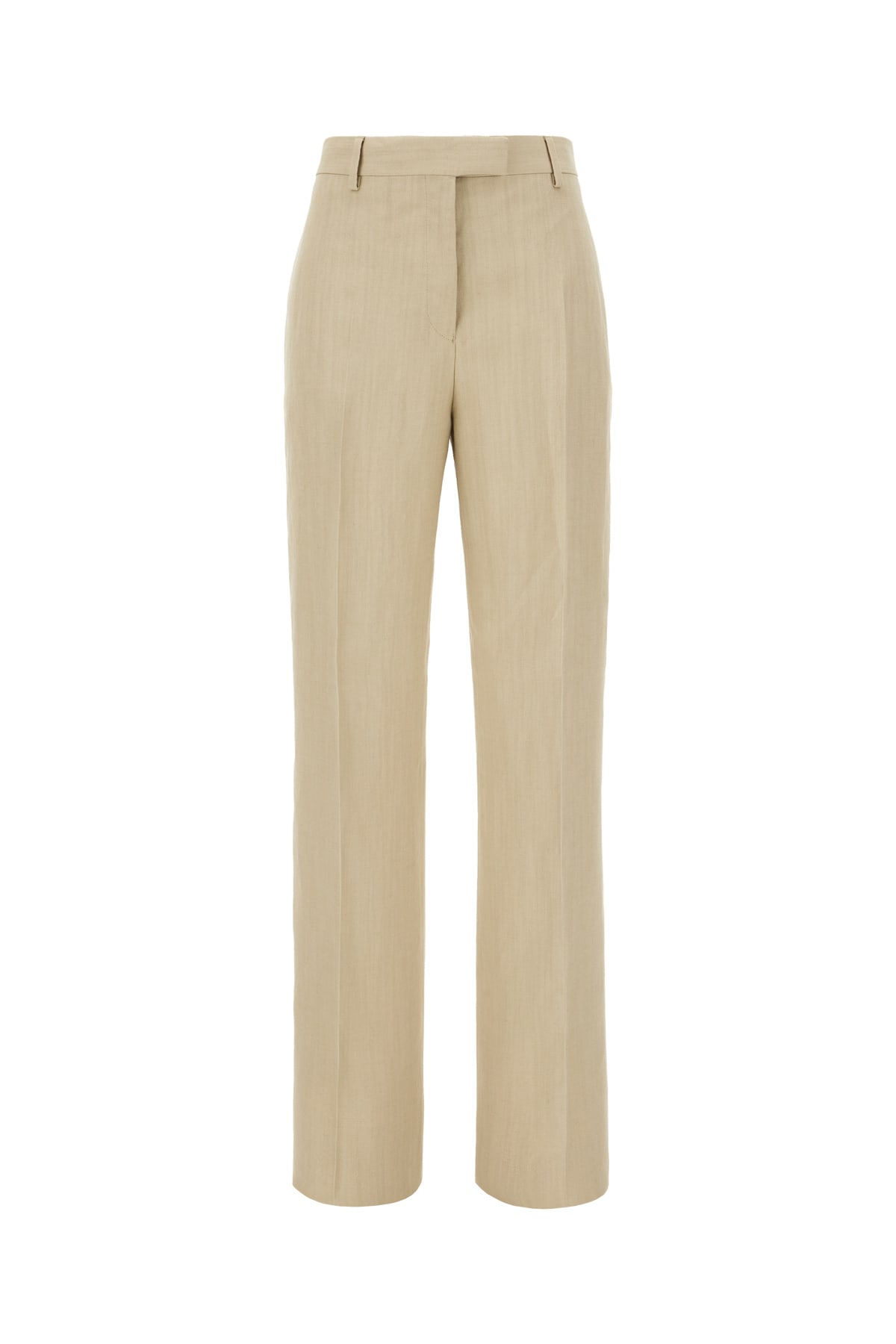 Ferragamo Sand Viscose Blend Pants In Stone