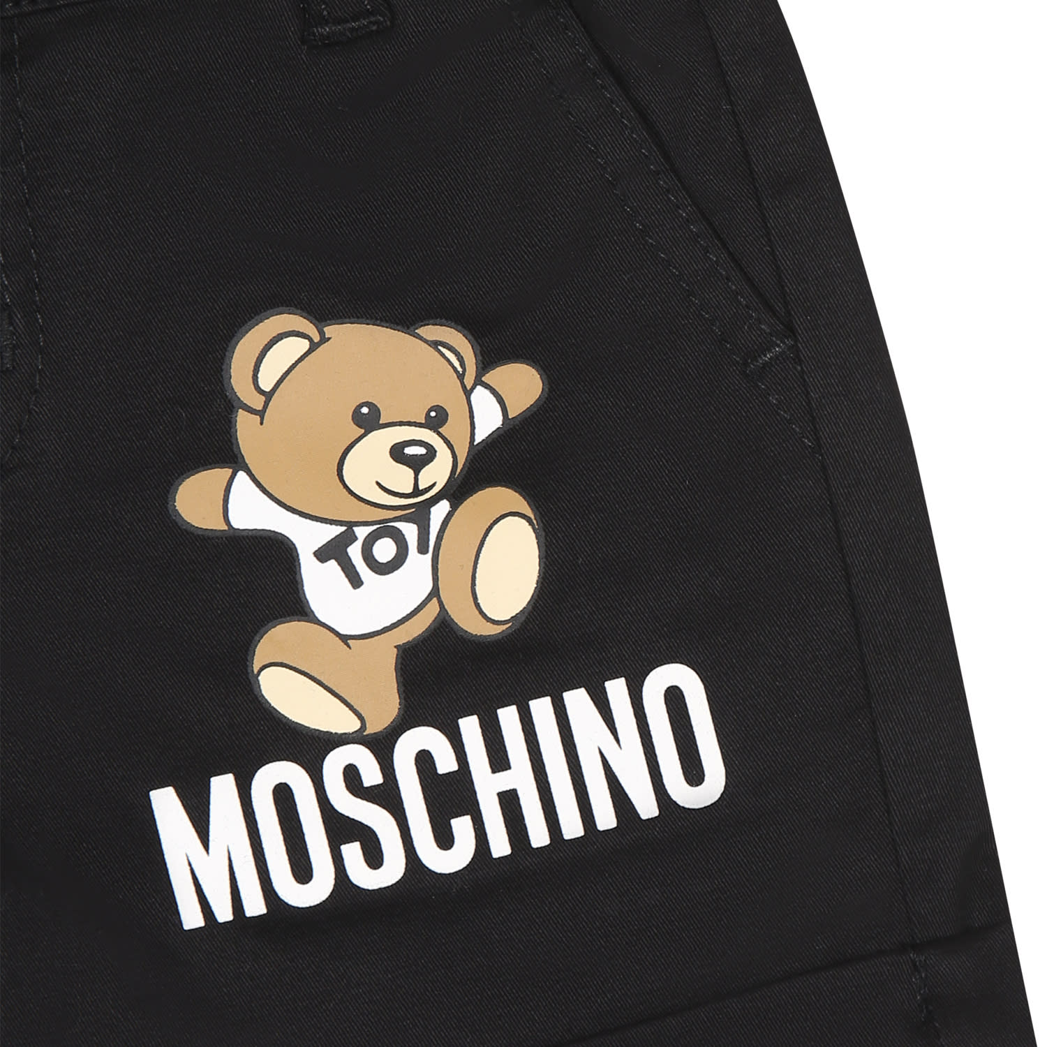 Shop Moschino Black Shorts For Baby Boy With Teddy Bear And Logo