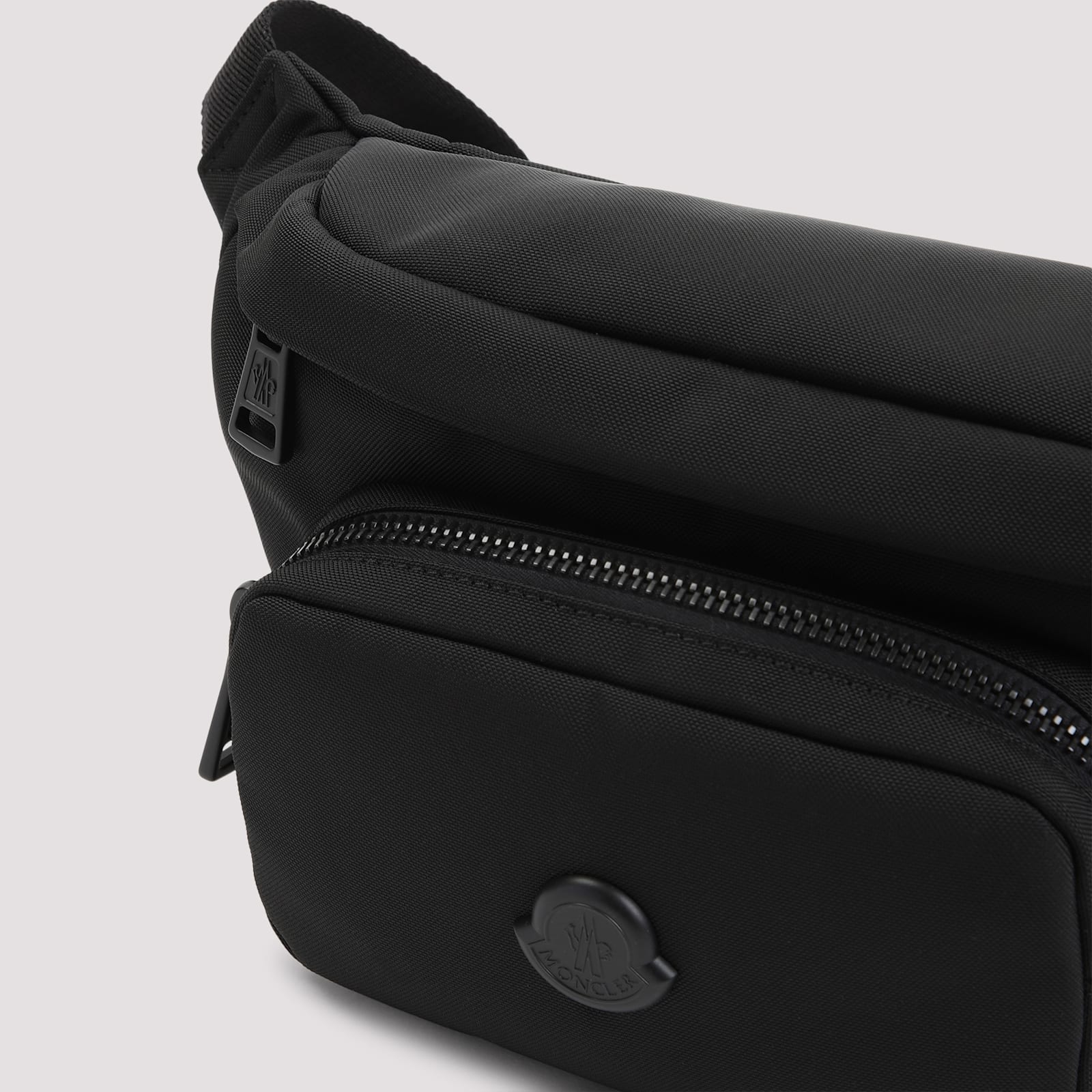 Moncler Waist Strap Leather Trim Messenger Bag In Black