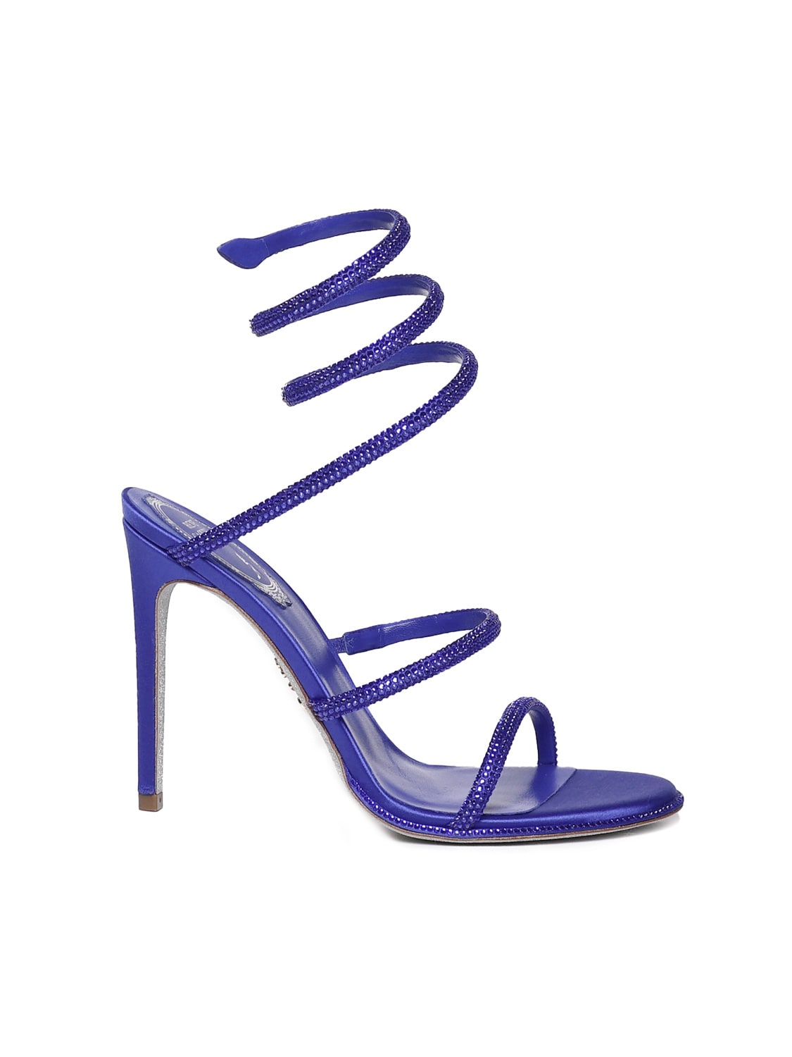 Shop René Caovilla Cleo Sandals In Calfskin In Bluette Satin