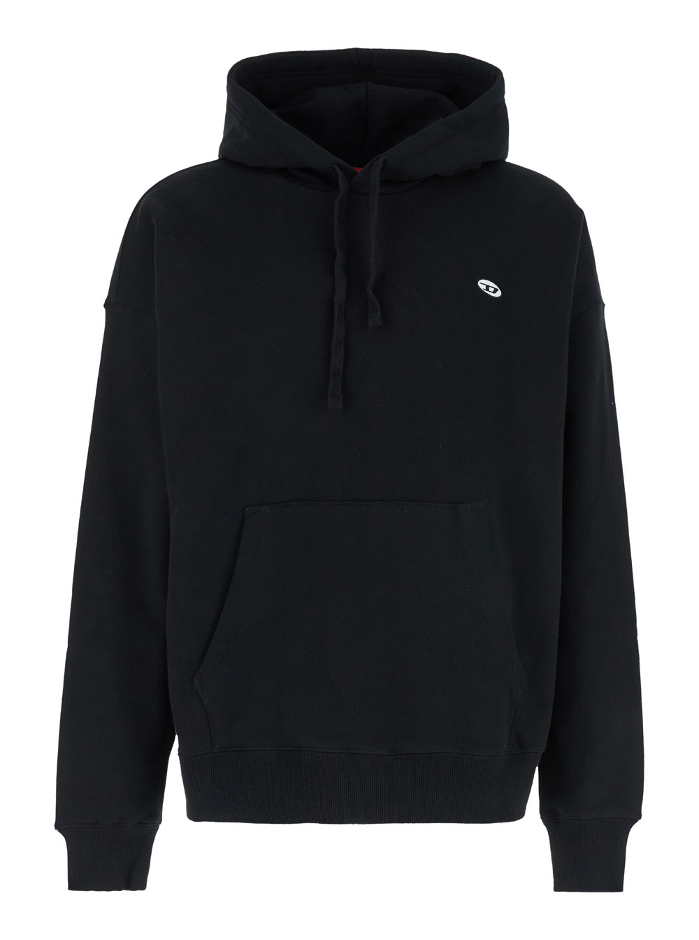 DIESEL BLACK HOODIE WITH D LOGO ON THE FRONT IN COTTON MAN 