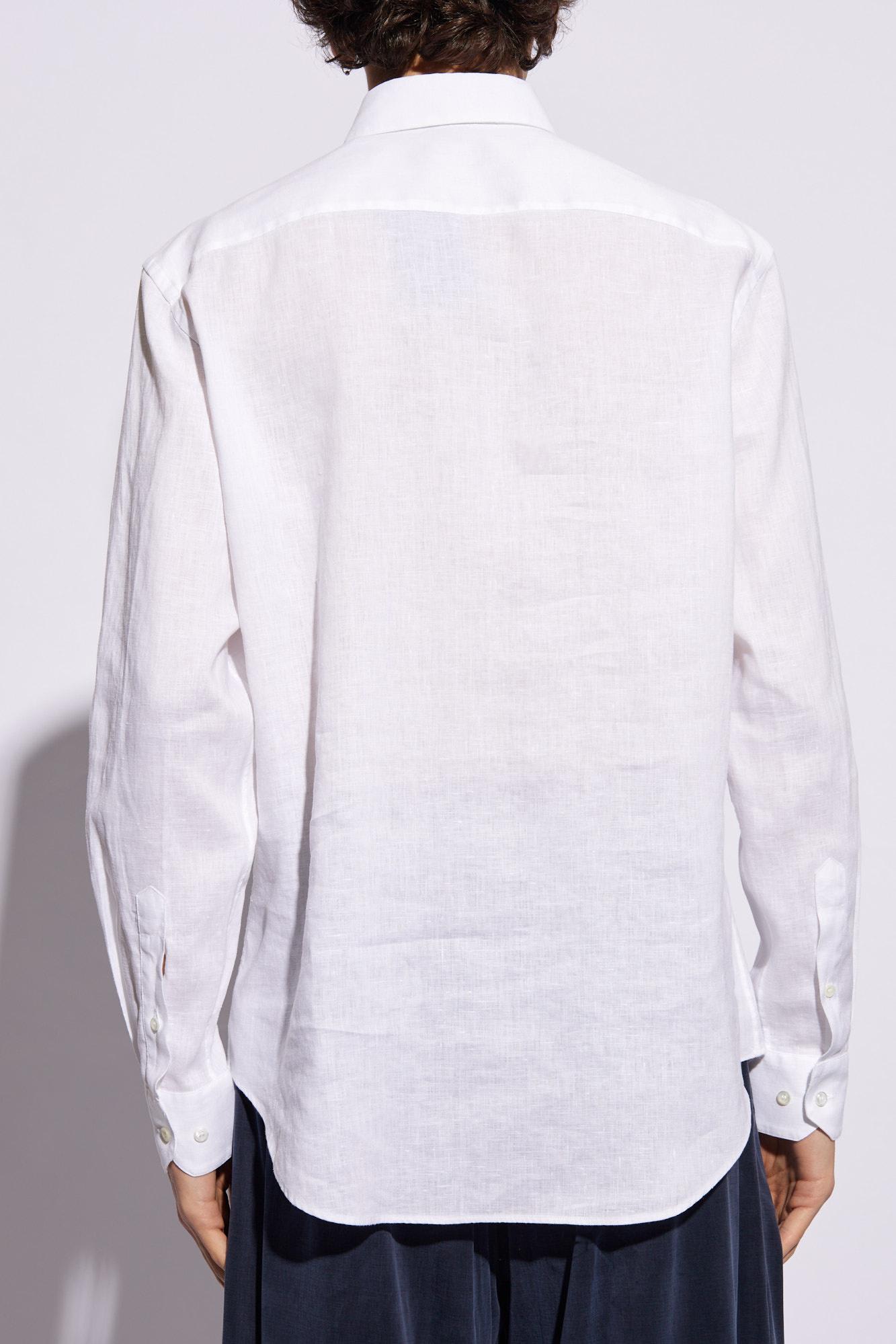 Shop Giorgio Armani Long-sleeved Buttoned Shirt In U0bn