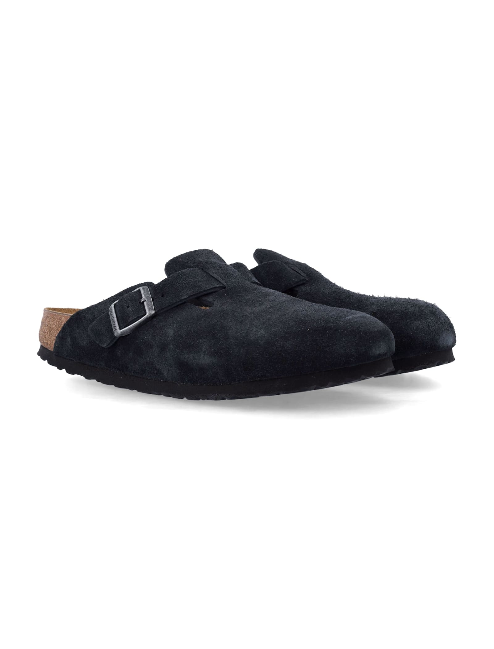 Birkenstock Boston Suede Mules In Black