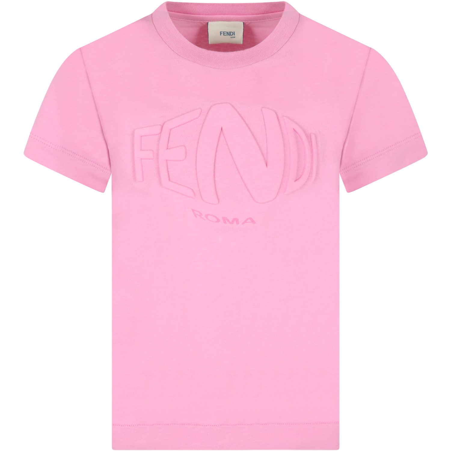 Fendi Pink T-shirt For Girl With Vertigo Logo