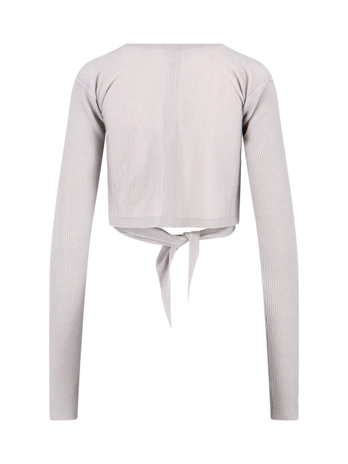 Rick Owens Wrap Design Crewneck Knitwear With Ribbed Texture In Gray