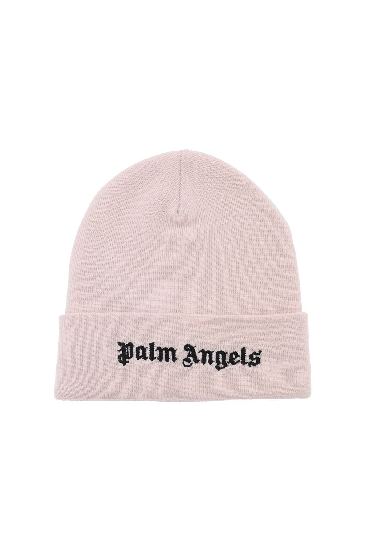 Shop Palm Angels Beanie With Logo In Butter Black (pink)