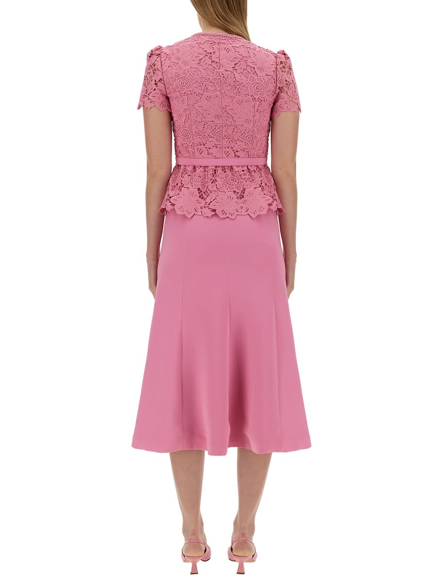 Shop Self-portrait Tailored Lace Midi Dress In Pink