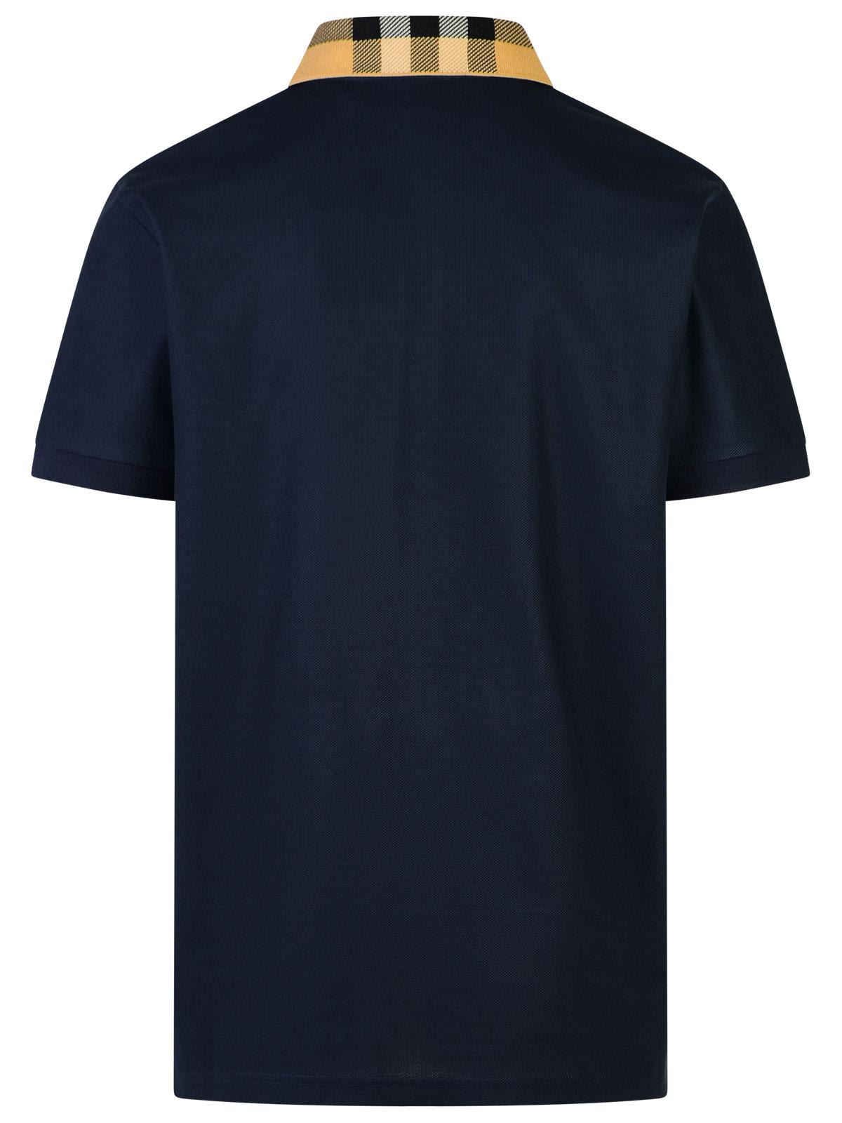 Shop Burberry Cody Navy Cotton Polo Shirt In Blu