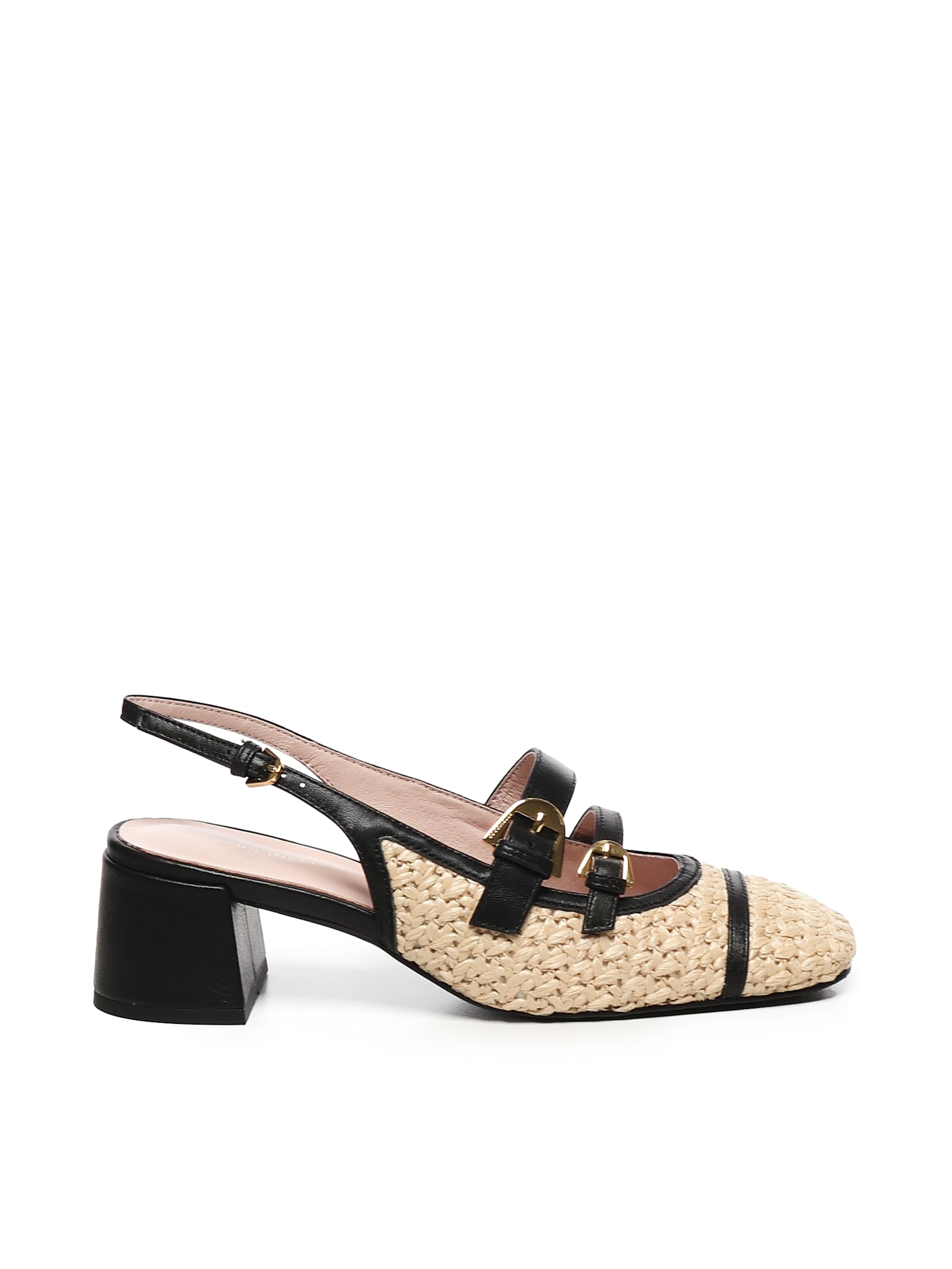 Maia Leather And Crochet Slingback