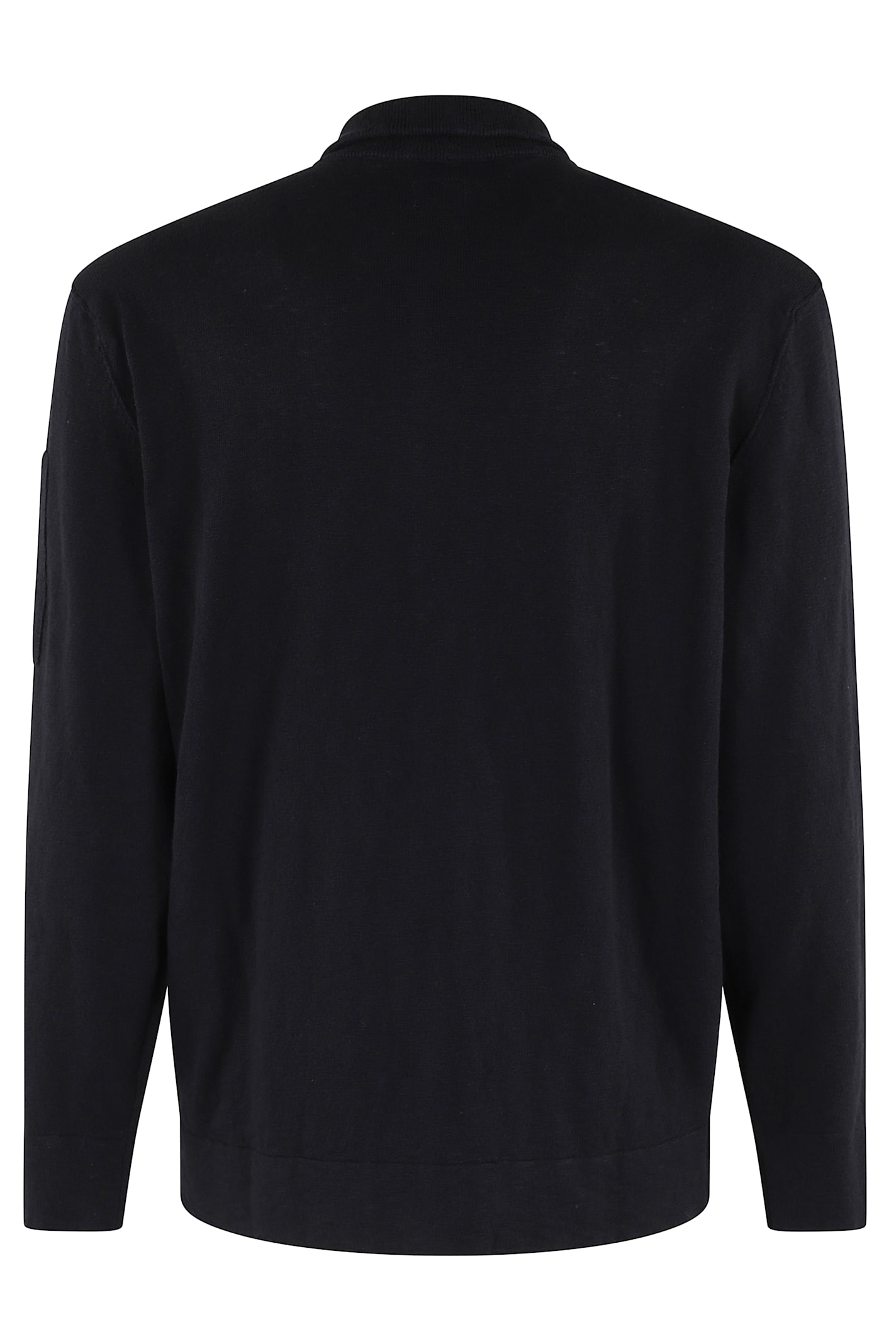 C.p. Company Half-zip Knit Sweater With Lens Detail In Total Eclipse