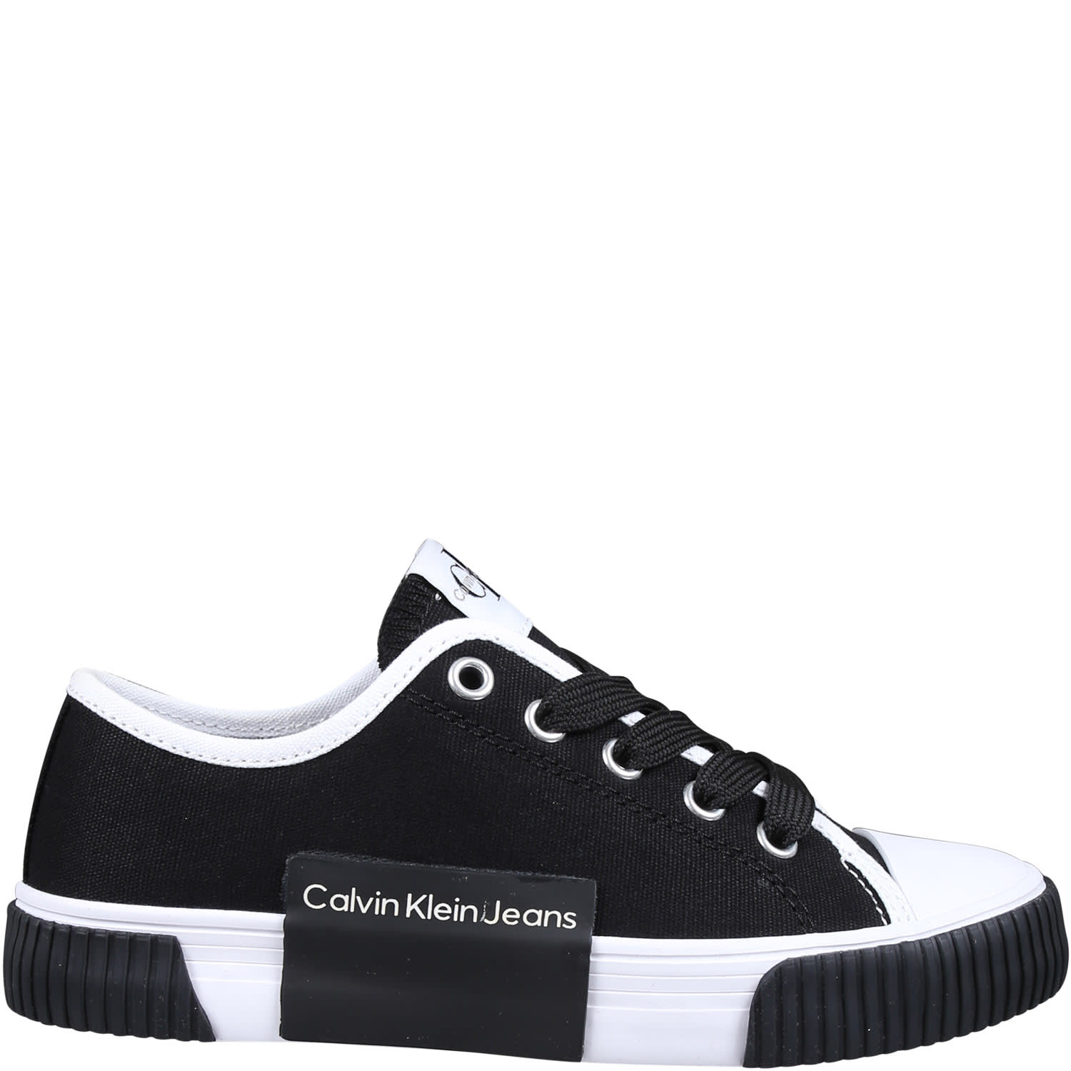 Shop Calvin Klein Black Sneakers For Kids With Logo