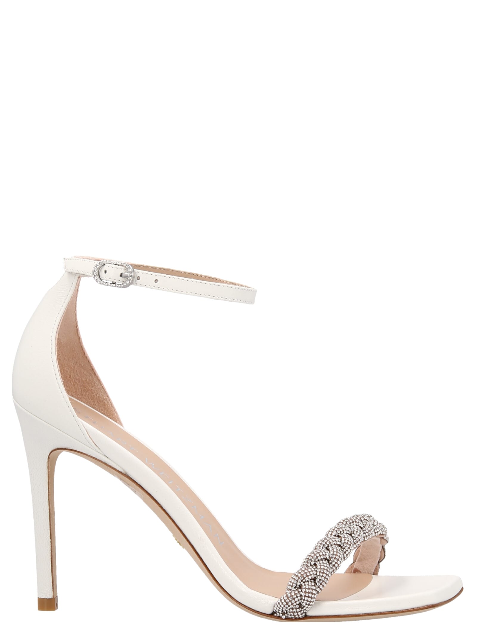 Shop Stuart Weitzman Nudistcurve Sandals In White