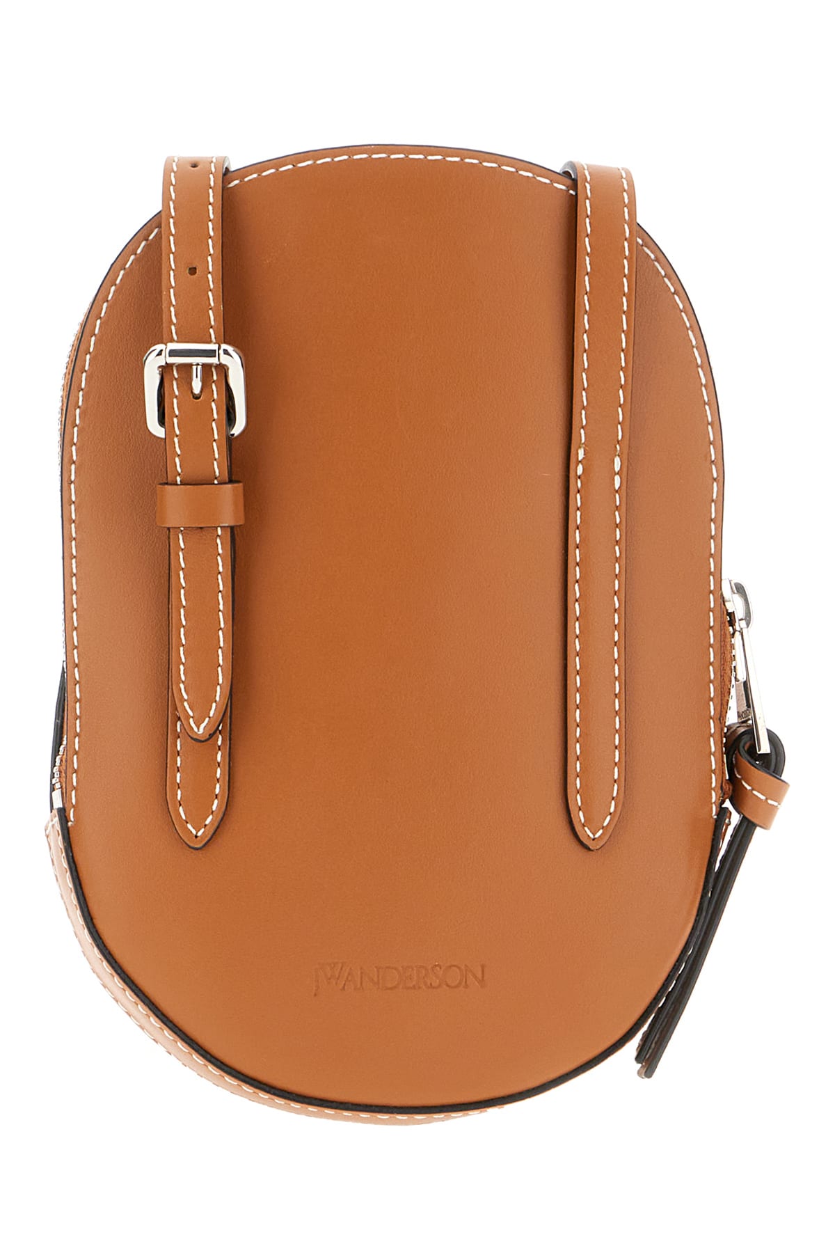 Shop Jw Anderson Caramel Leather Cap Crossbody Bag In Pecan