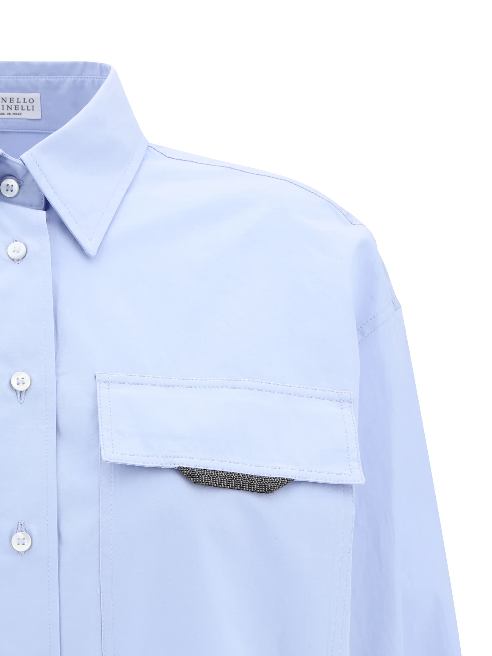 Brunello Cucinelli Shirt With Iconic Jewelry Detail In Blue