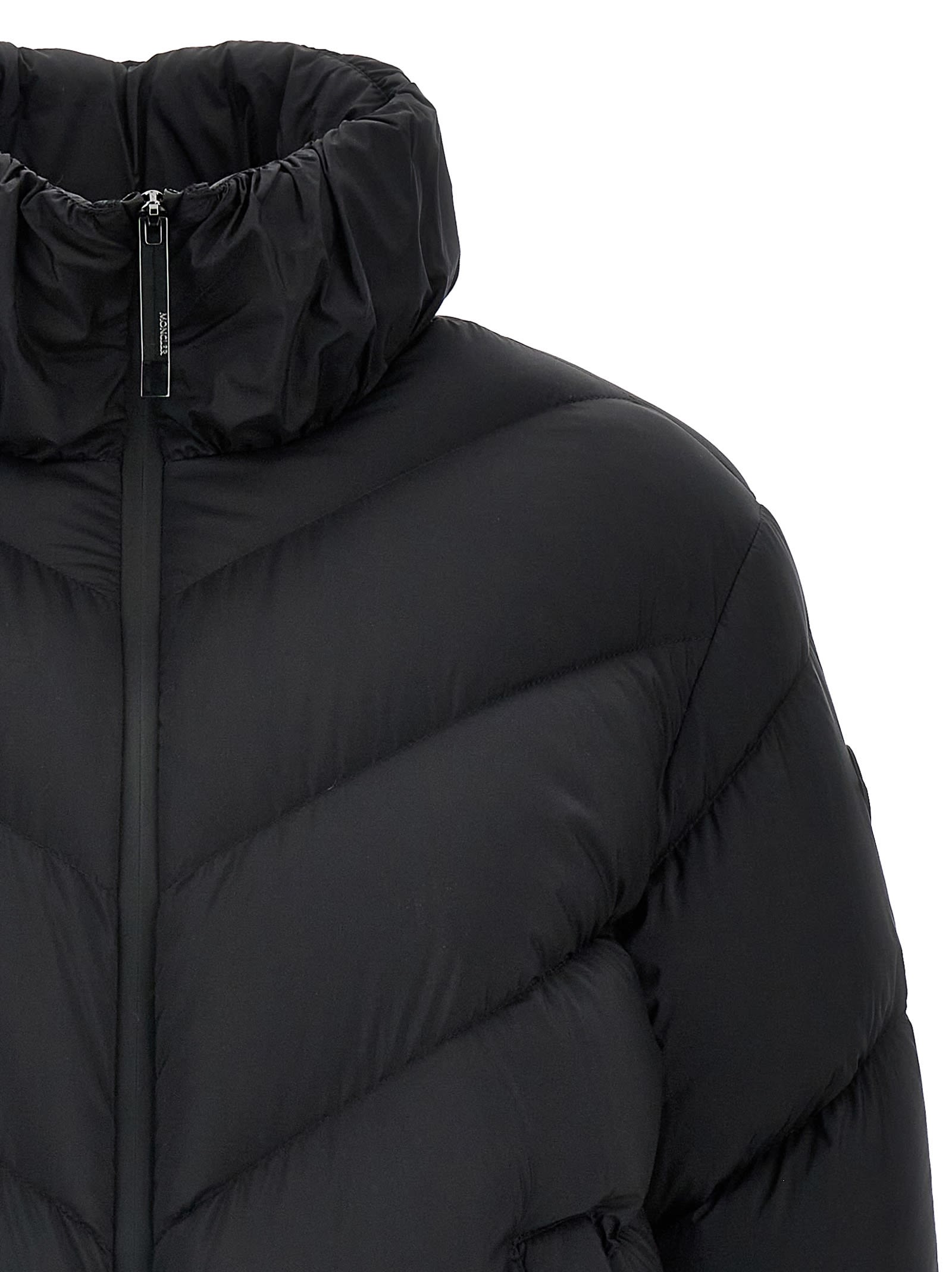 Moncler Grignan Diagonal-quilted Short Down Jacket Black In Black