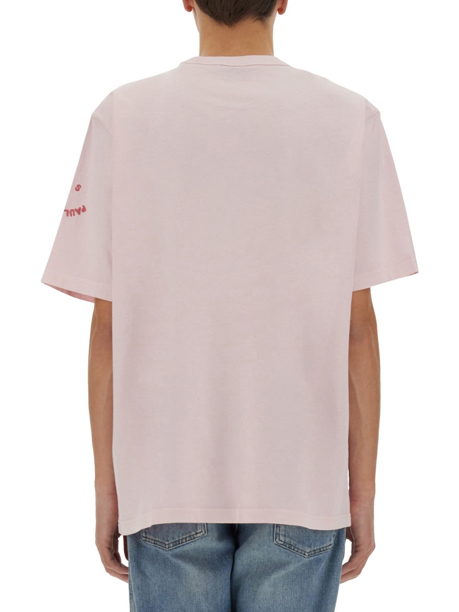 Shop Ps By Paul Smith T-shirt With Embroidery Ps Happy In Pink