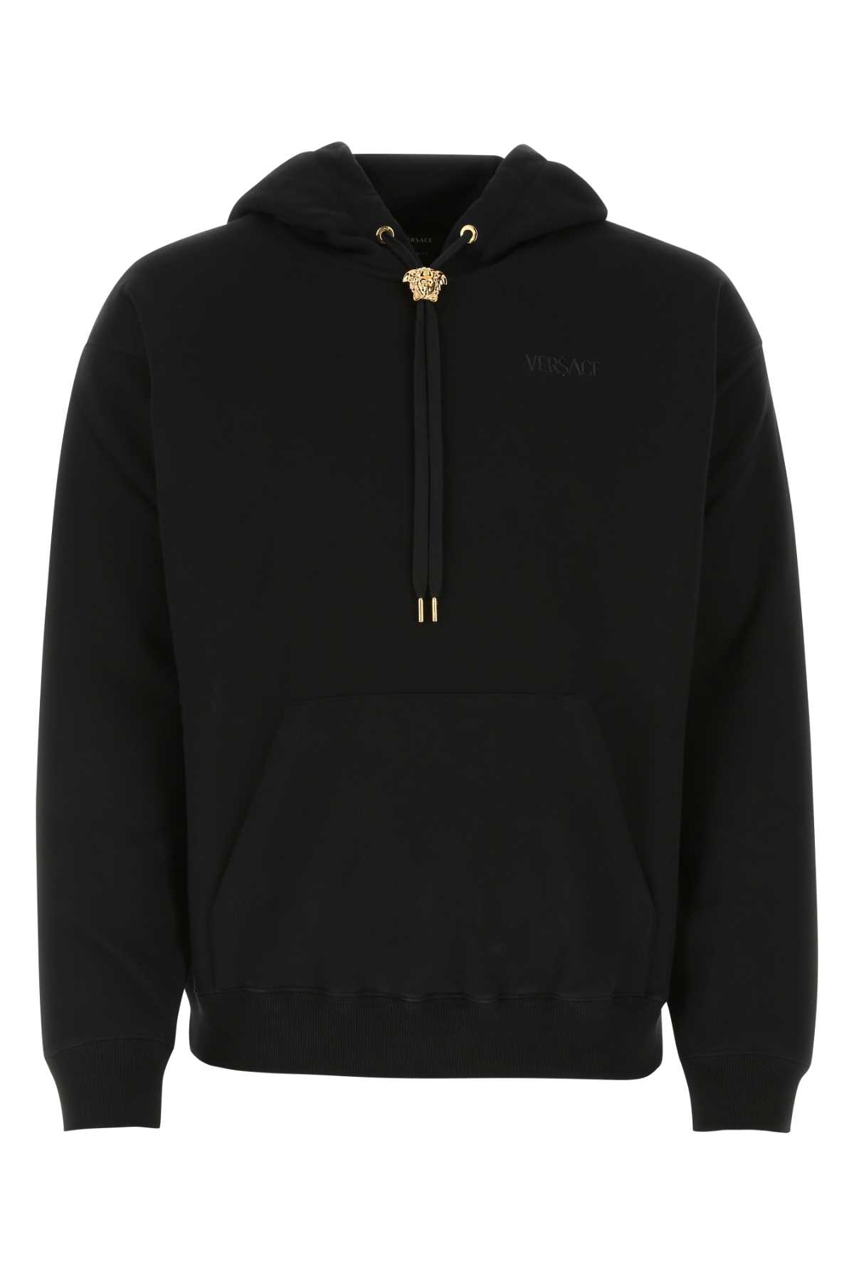 Shop Versace Black Cotton Sweatshirt In 1b000