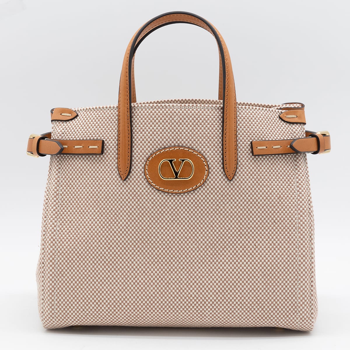 VALENTINO GARAVANI BEIGE COTTON SMALL ANTIBES TOTE